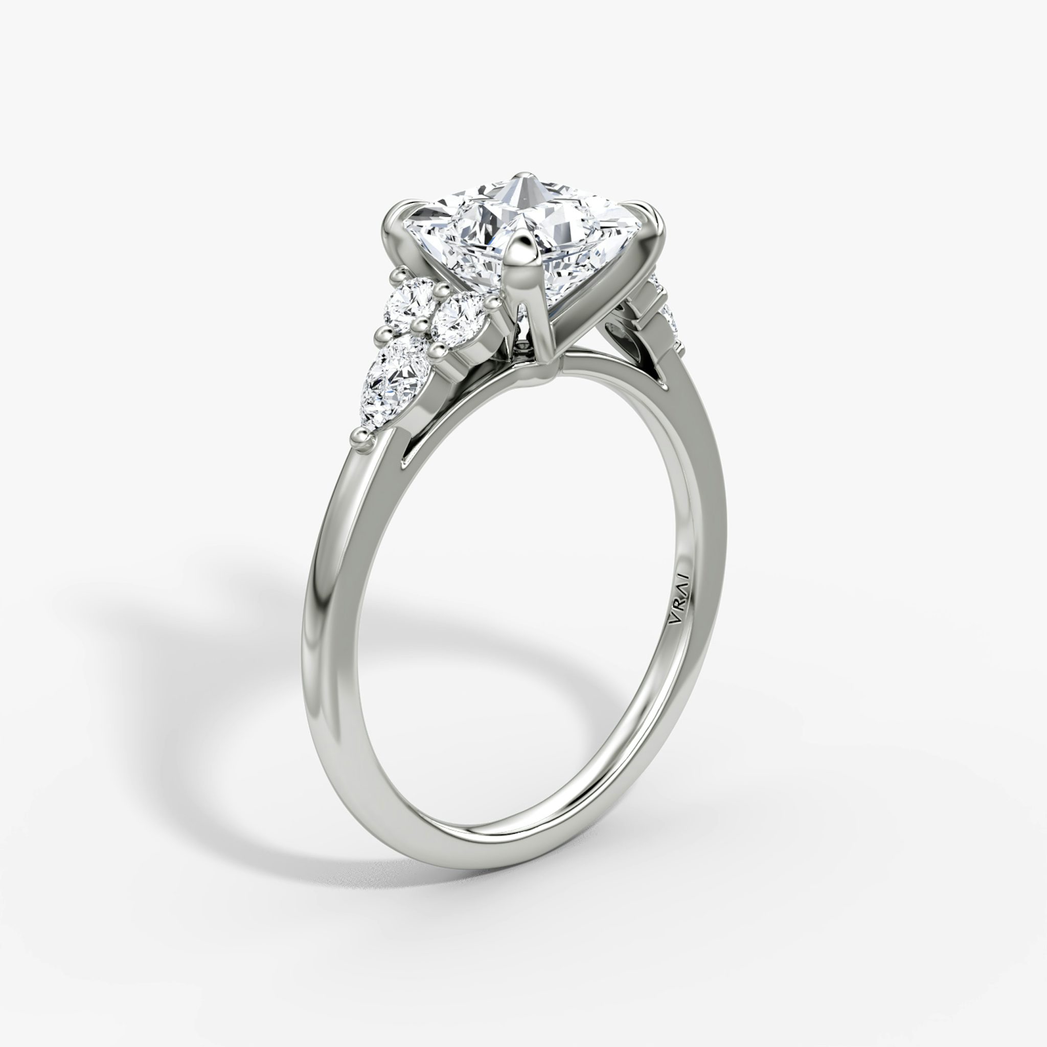 The Pear Cluster Heirloom | Princess | Platinum | bandAccent: Plain | diamondOrientation: vertical | caratWeight: other