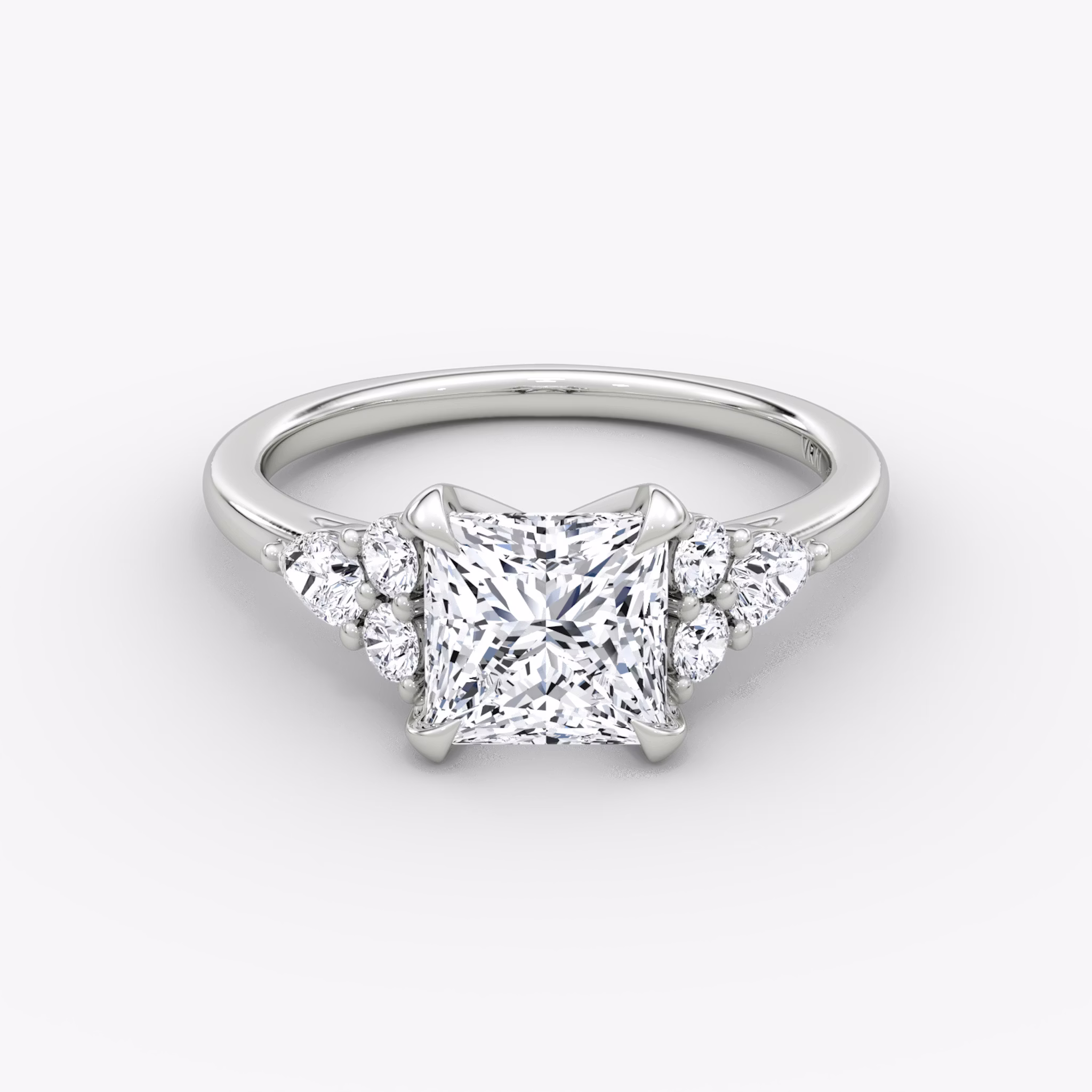 The Pear Cluster Heirloom | Princess | 18k | White Gold | bandAccent: Plain | diamondOrientation: vertical | caratWeight: other