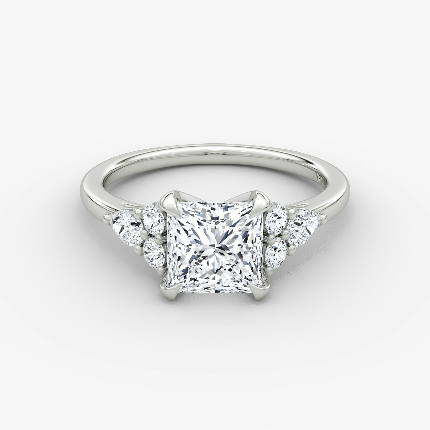 The Pear Cluster Heirloom | Princess | 18k | White Gold | bandAccent: Plain | diamondOrientation: vertical | caratWeight: other
