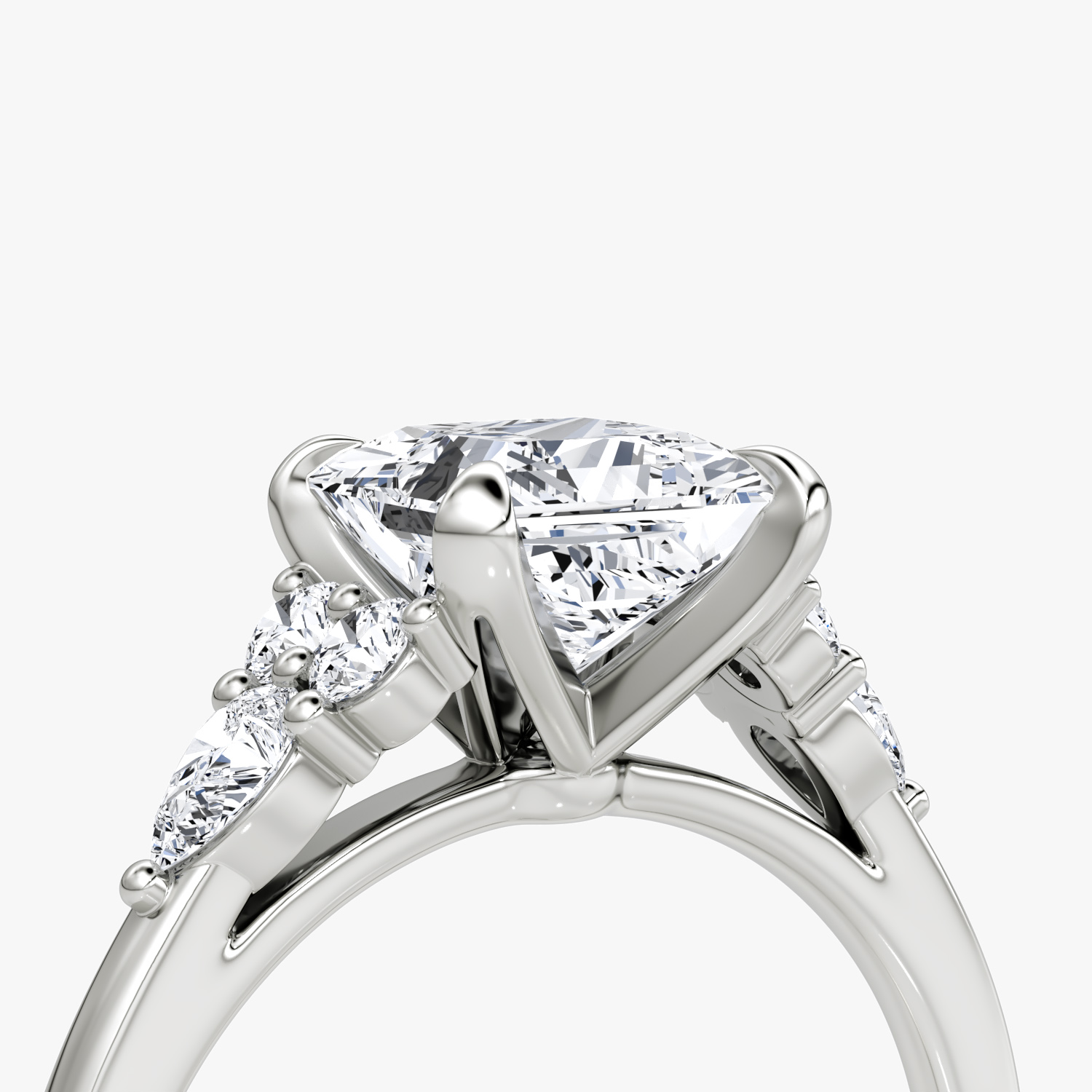 The Pear Cluster Heirloom | Princess | 18k | White Gold | bandAccent: Plain | diamondOrientation: vertical | caratWeight: other