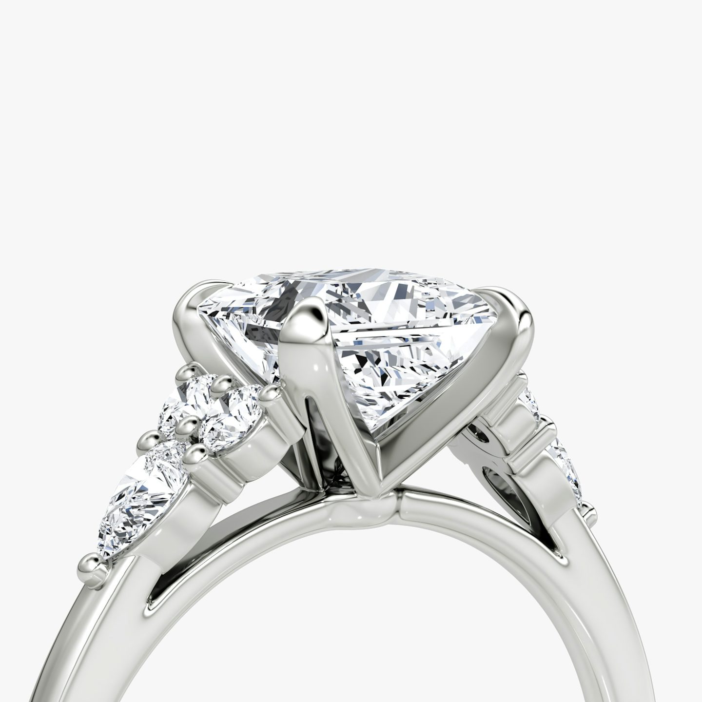 The Pear Cluster Heirloom | Princess | 18k | White Gold | bandAccent: Plain | diamondOrientation: vertical | caratWeight: other