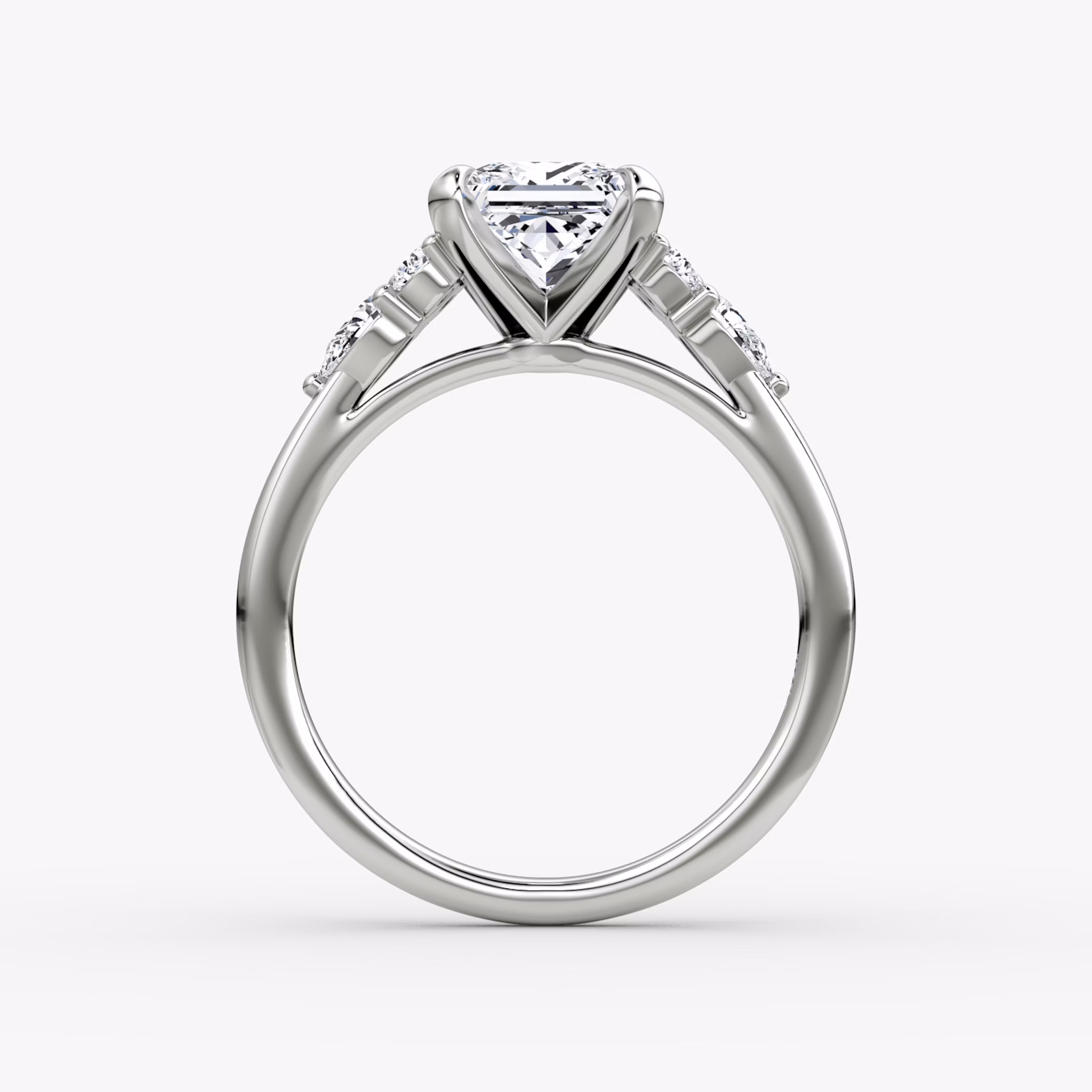 The Pear Cluster Heirloom | Princess | 18k | White Gold | bandAccent: Plain | diamondOrientation: vertical | caratWeight: other
