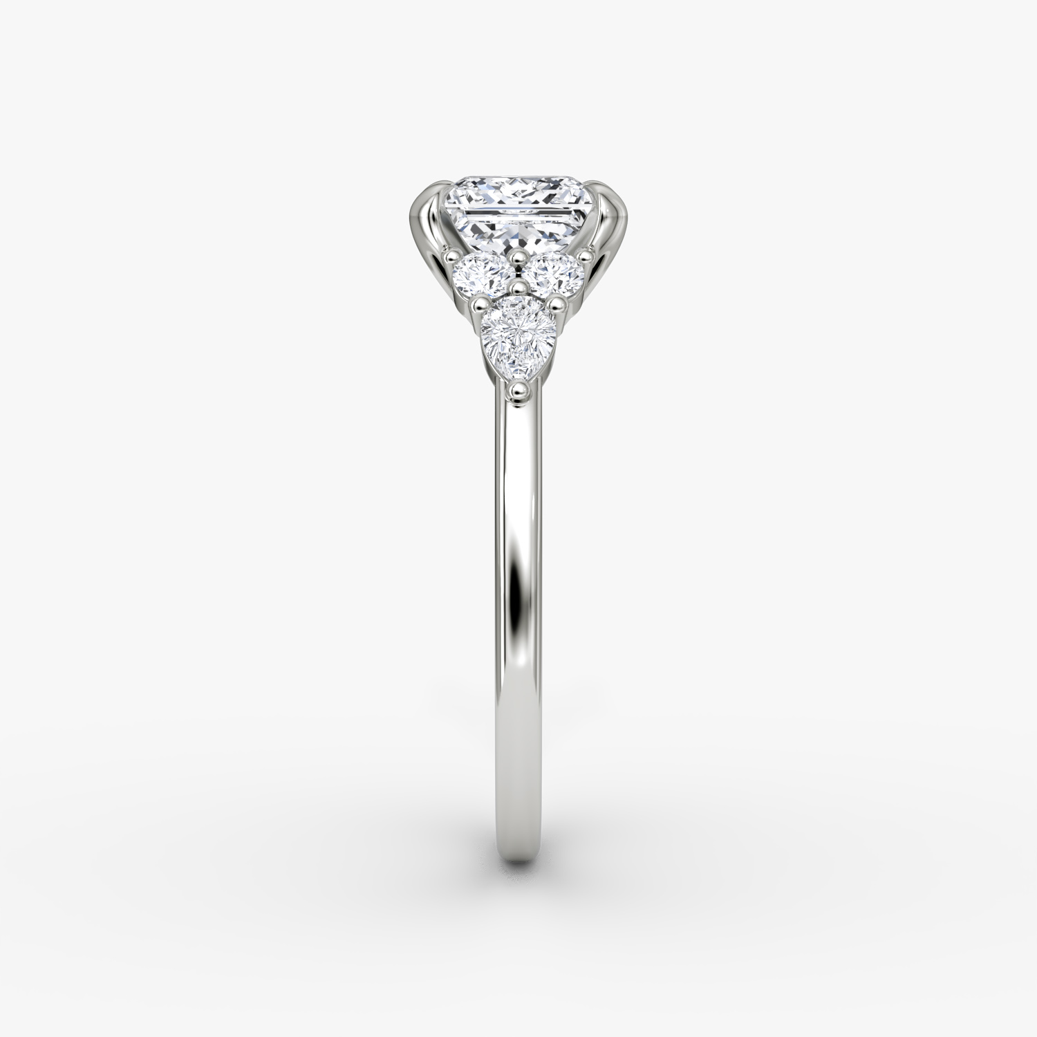 The Pear Cluster Heirloom | Princess | 18k | White Gold | bandAccent: Plain | diamondOrientation: vertical | caratWeight: other