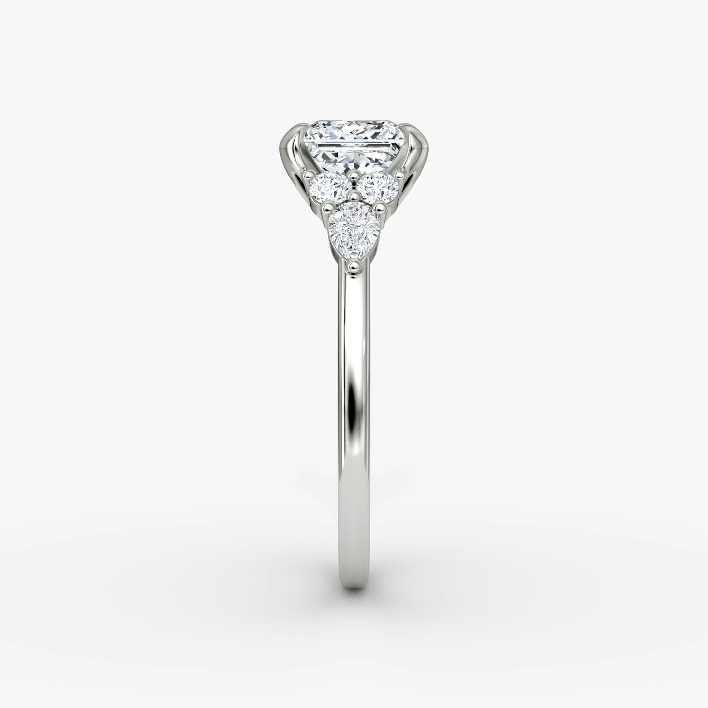 The Pear Cluster Heirloom | Princess | 18k | White Gold | bandAccent: Plain | diamondOrientation: vertical | caratWeight: other