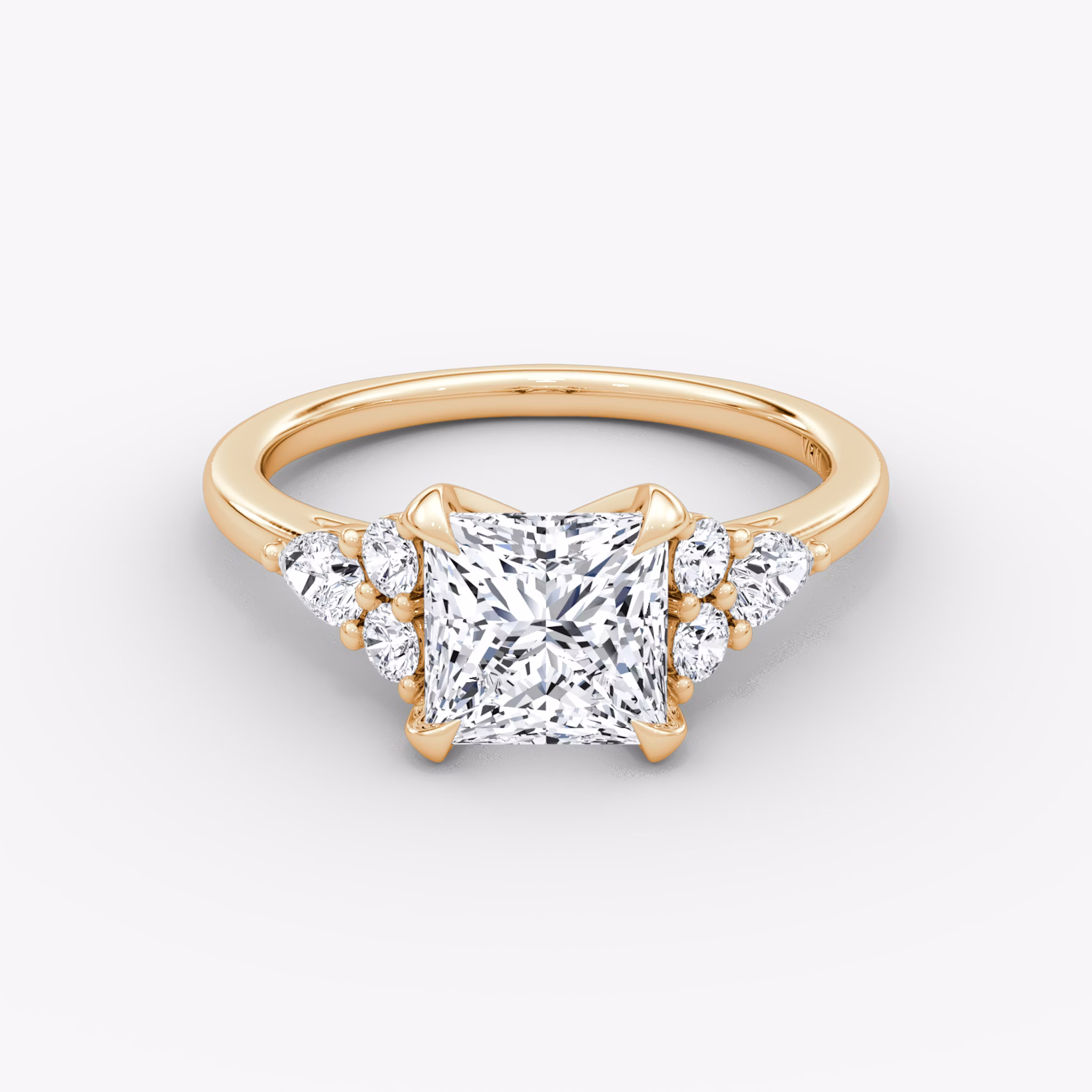 The Pear Cluster Heirloom | Princess | 14k | Rose Gold | bandAccent: Plain | diamondOrientation: vertical | caratWeight: other