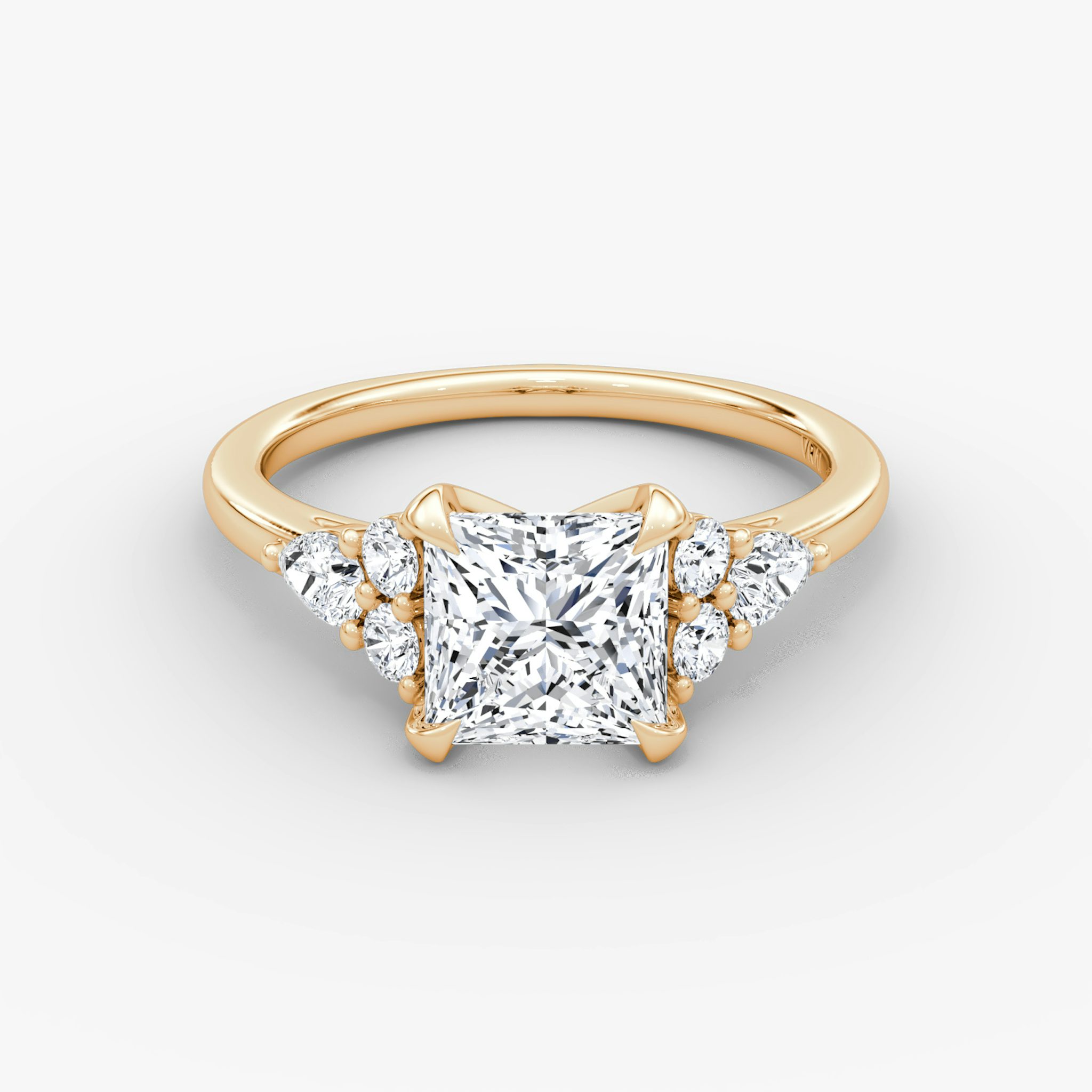 The Pear Cluster Heirloom | Princess | 14k | Rose Gold | bandAccent: Plain | diamondOrientation: vertical | caratWeight: other
