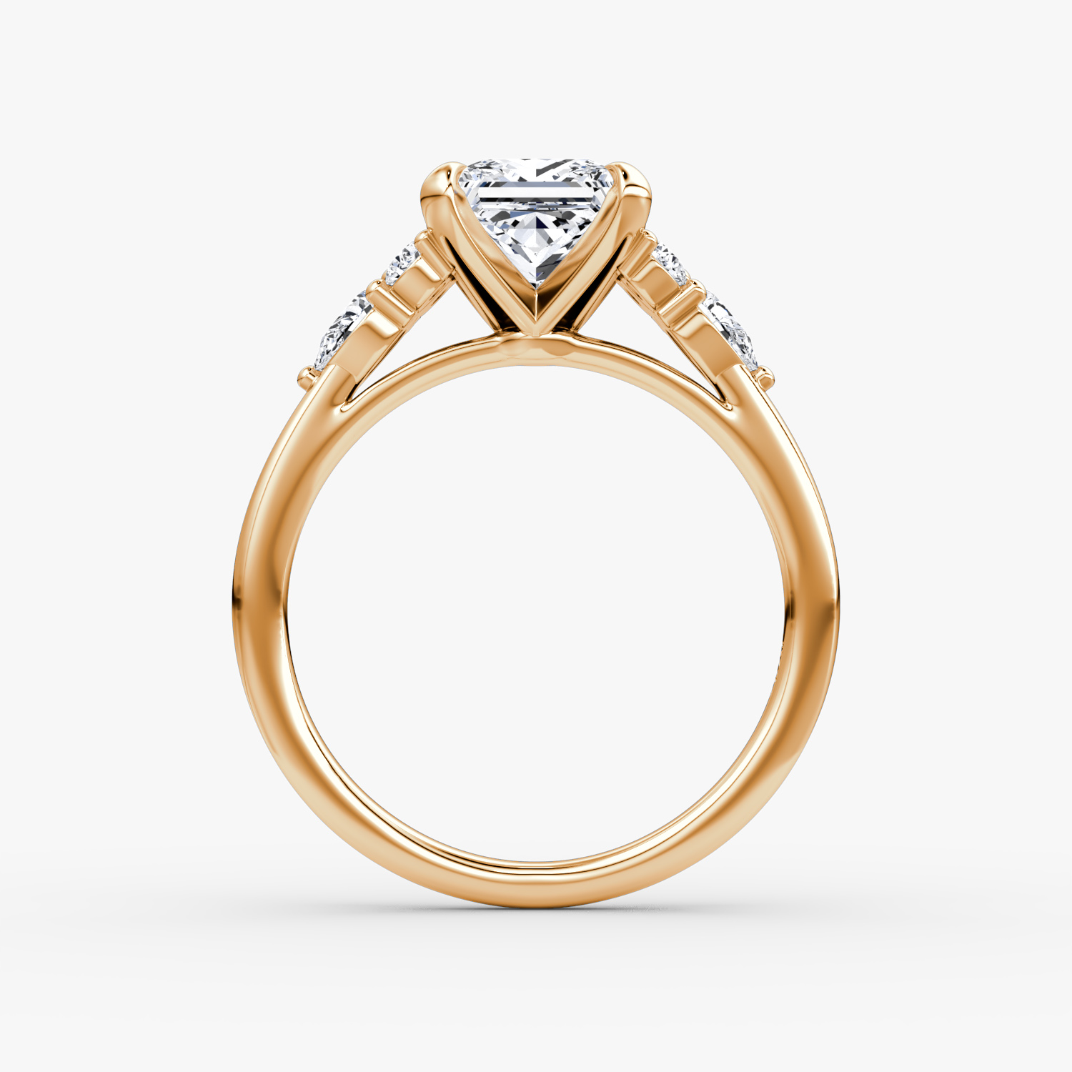 The Pear Cluster Heirloom | Princess | 14k | Rose Gold | bandAccent: Plain | diamondOrientation: vertical | caratWeight: other