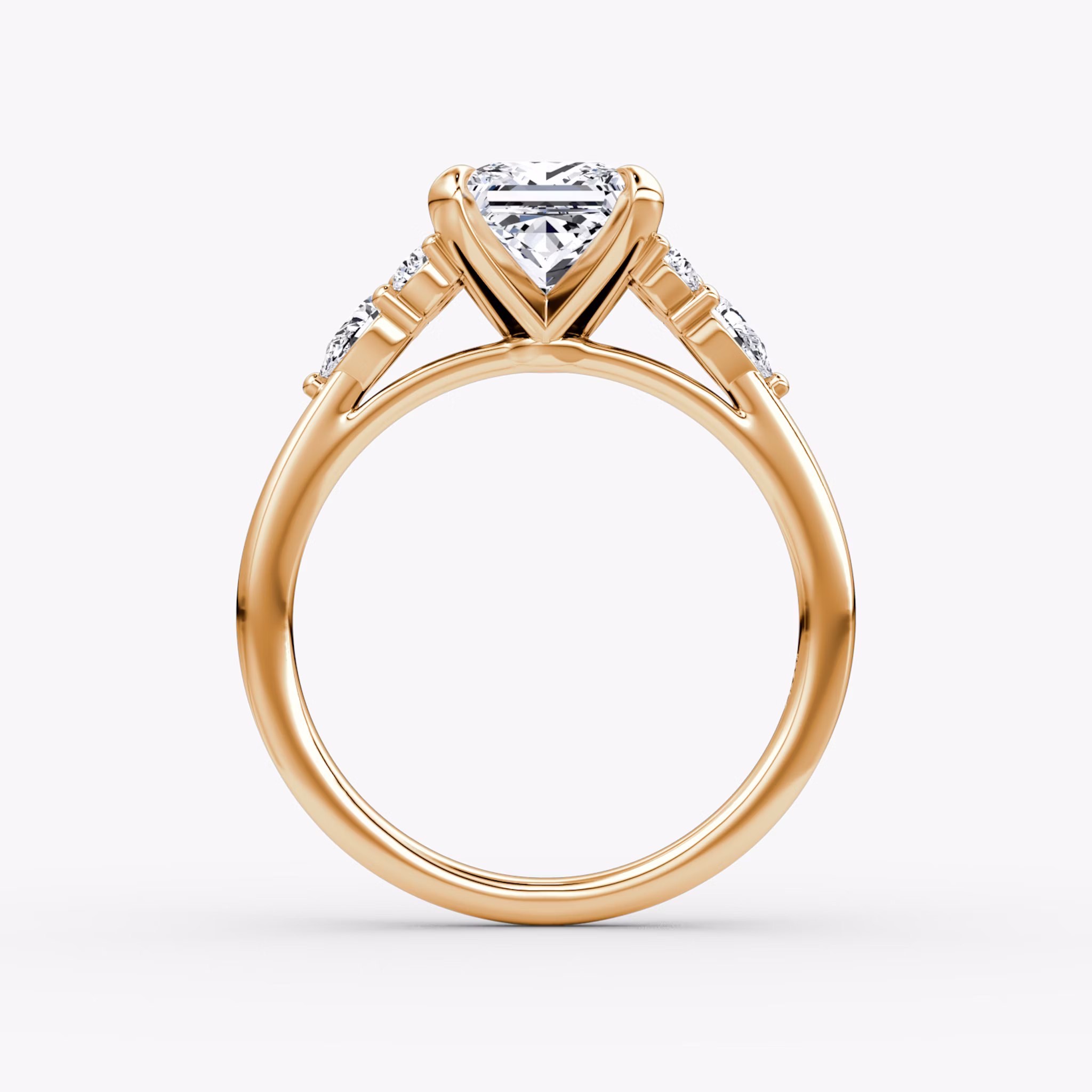 The Pear Cluster Heirloom | Princess | 14k | Rose Gold | bandAccent: Plain | diamondOrientation: vertical | caratWeight: other