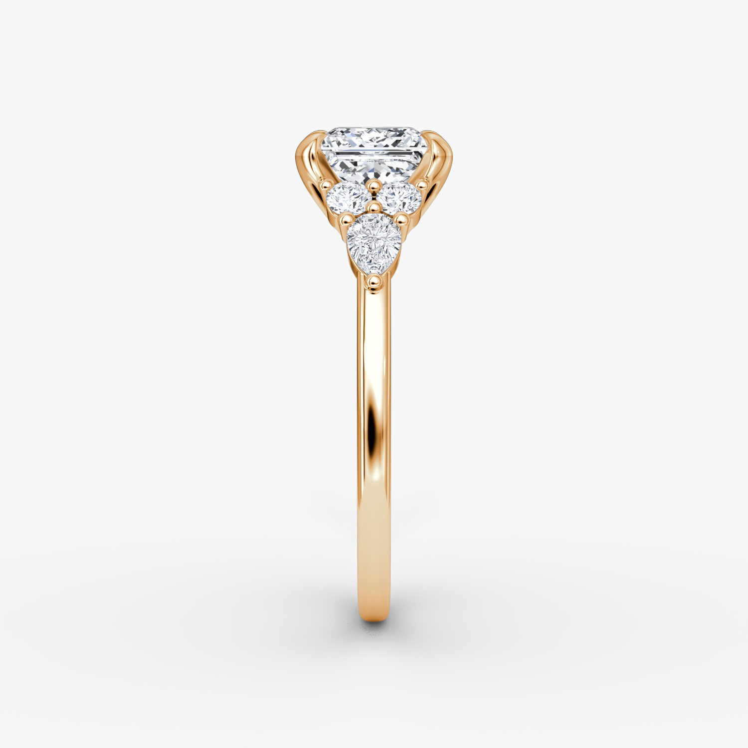 The Pear Cluster Heirloom | Princess | 14k | Rose Gold | bandAccent: Plain | diamondOrientation: vertical | caratWeight: other
