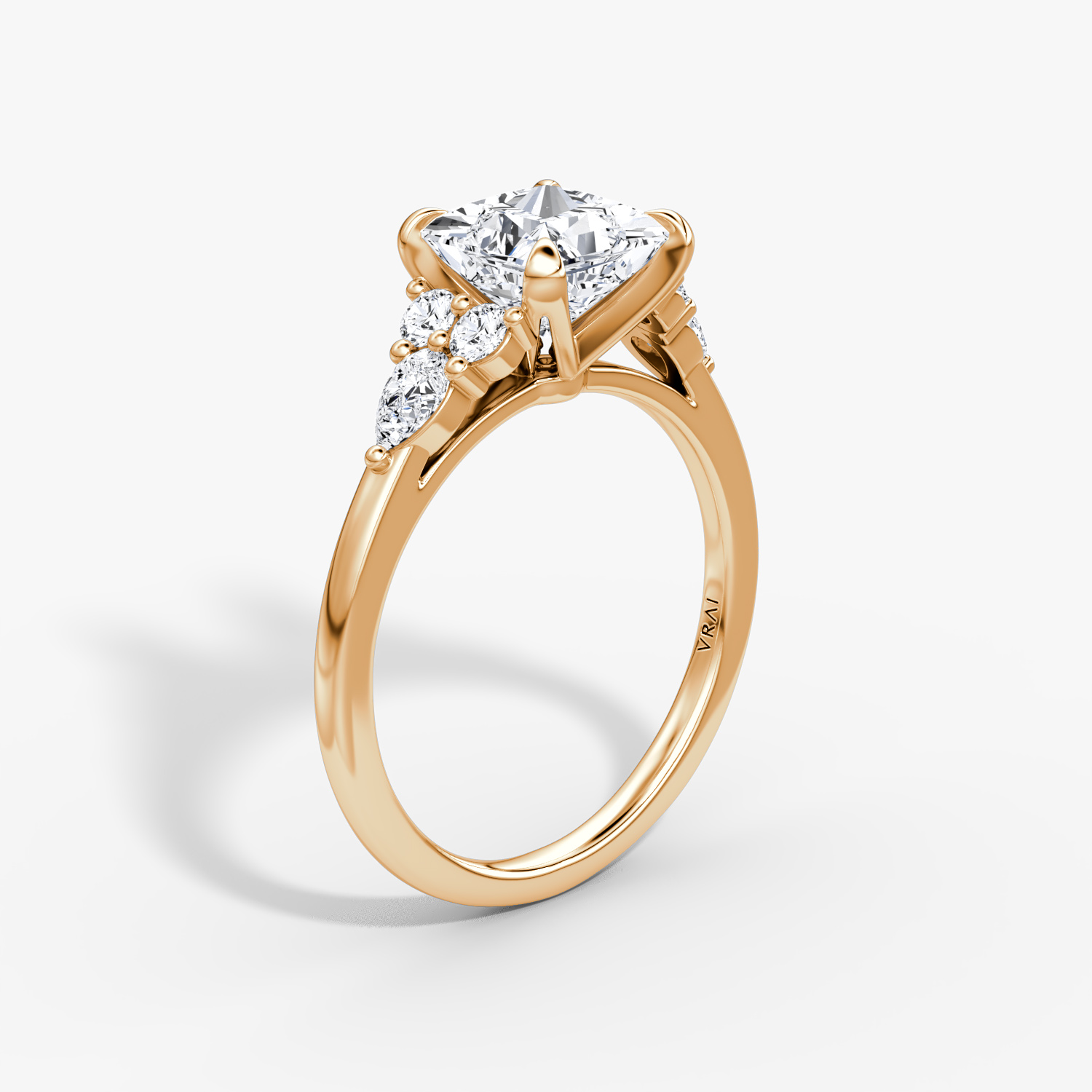 The Pear Cluster Heirloom | Princess | 14k | Rose Gold | bandAccent: Plain | diamondOrientation: vertical | caratWeight: other
