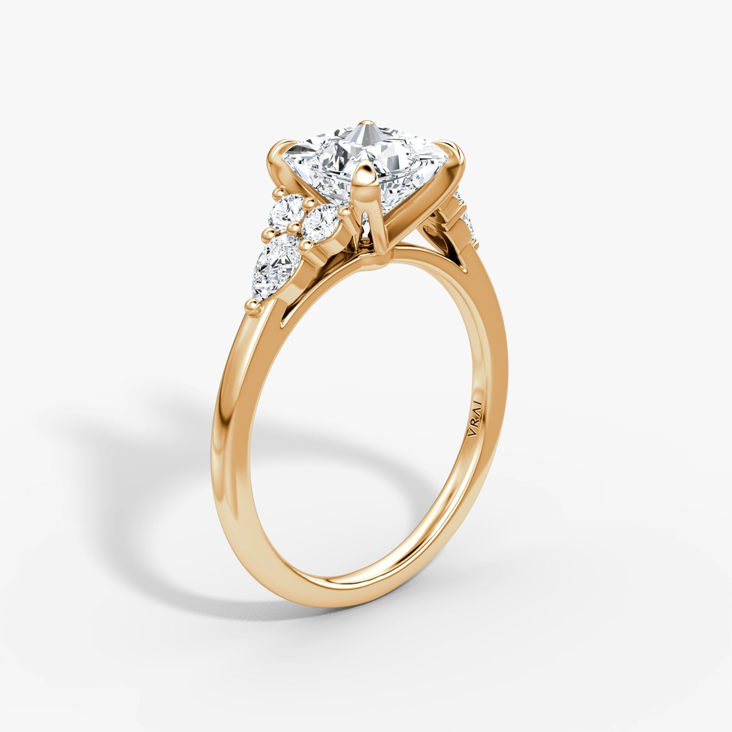 The Pear Cluster Heirloom | Princess | 14k | Rose Gold | bandAccent: Plain | diamondOrientation: vertical | caratWeight: other