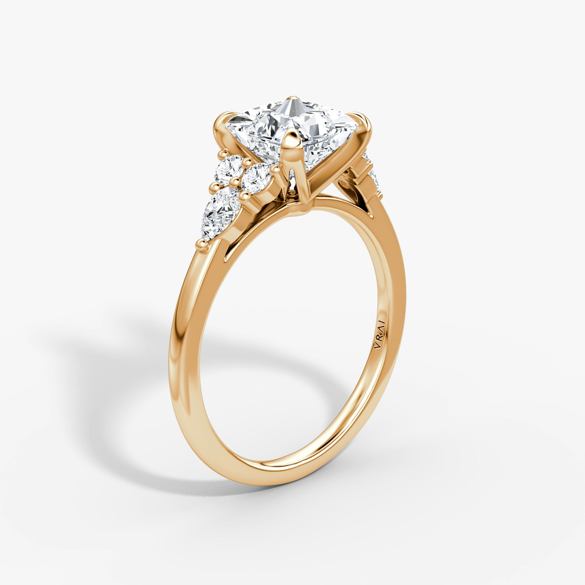The Pear Cluster Heirloom | Princess | 14k | Rose Gold | bandAccent: Plain | diamondOrientation: vertical | caratWeight: other