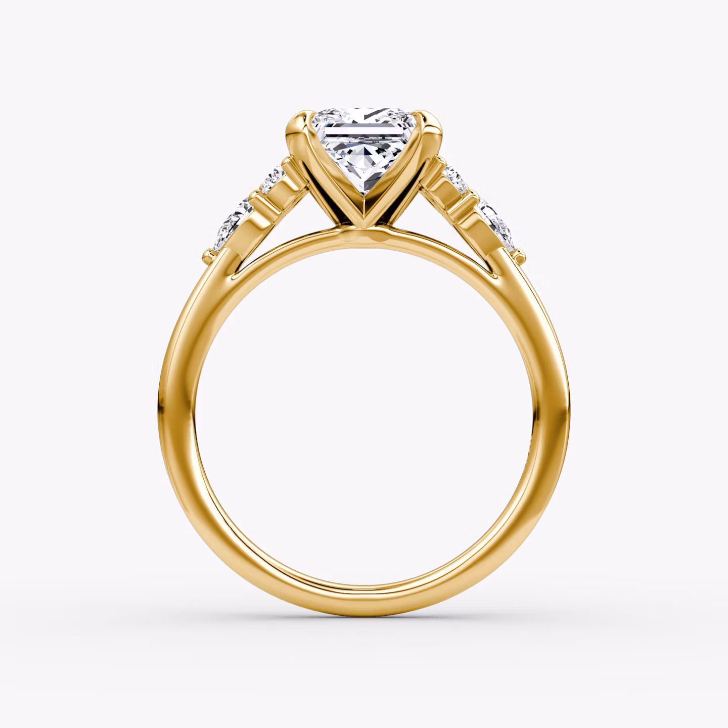 The Pear Cluster Heirloom | Princess | 18k | Yellow Gold | bandAccent: Plain | diamondOrientation: vertical | caratWeight: other