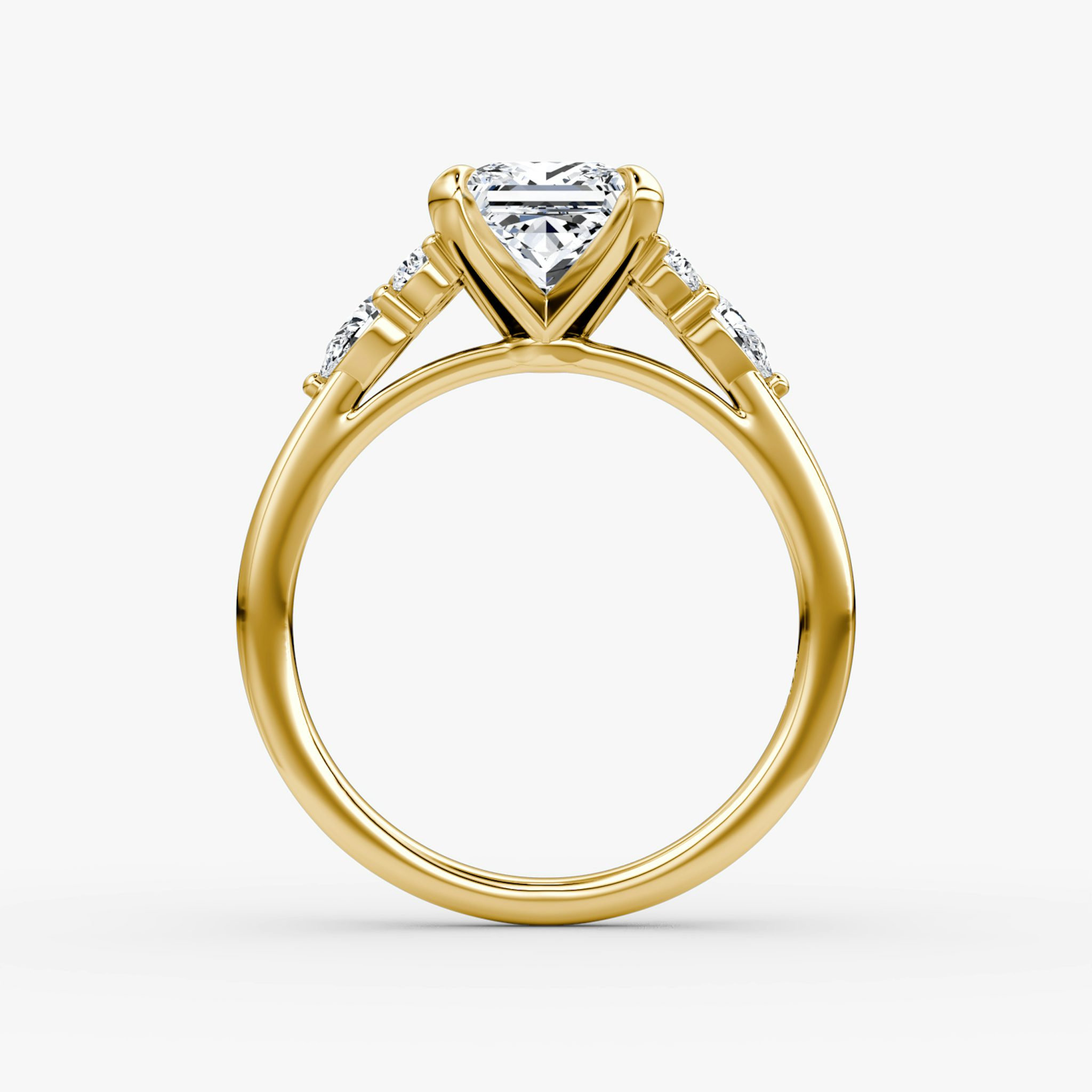 The Pear Cluster Heirloom | Princess | 18k | Yellow Gold | bandAccent: Plain | diamondOrientation: vertical | caratWeight: other