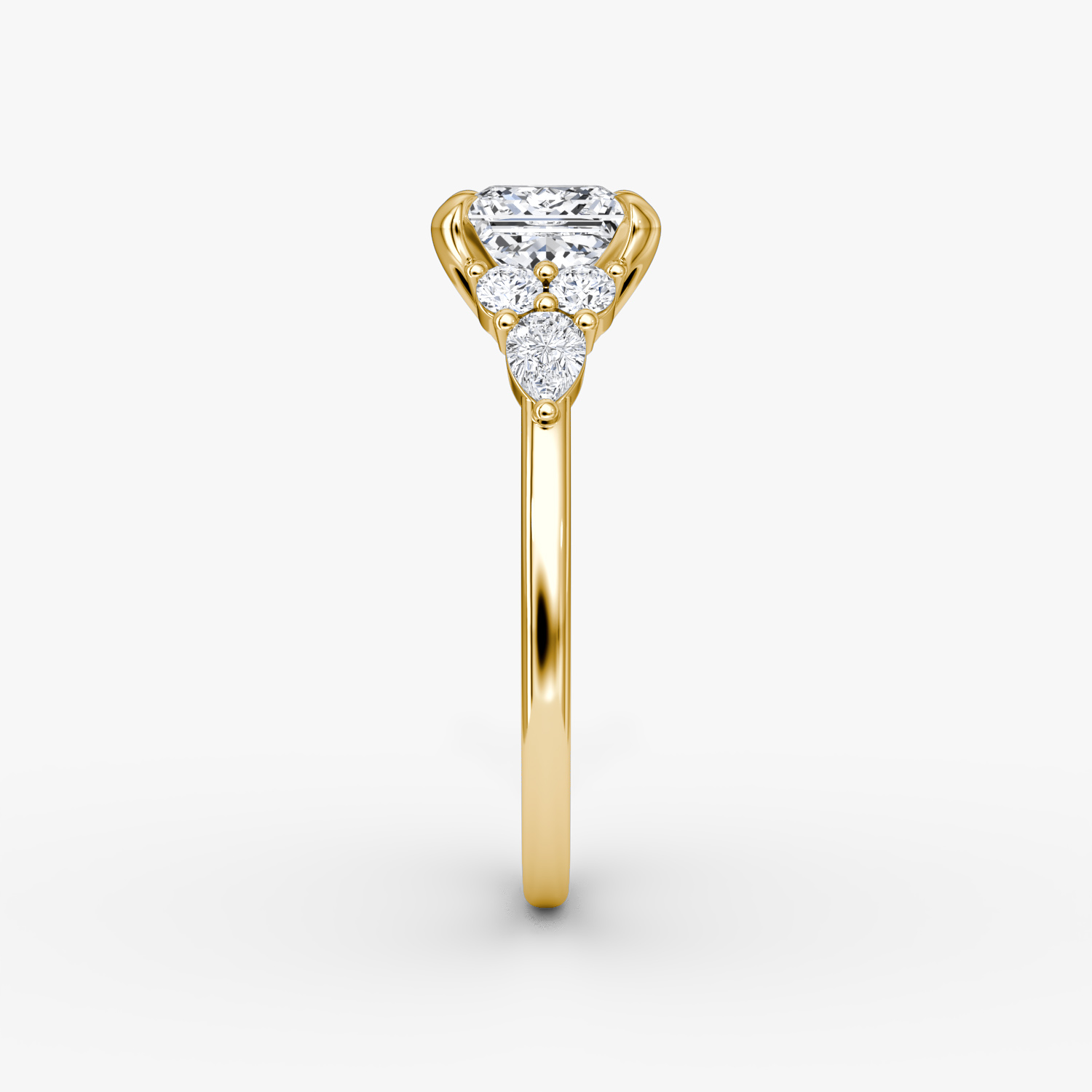 The Pear Cluster Heirloom | Princess | 18k | Yellow Gold | bandAccent: Plain | diamondOrientation: vertical | caratWeight: other