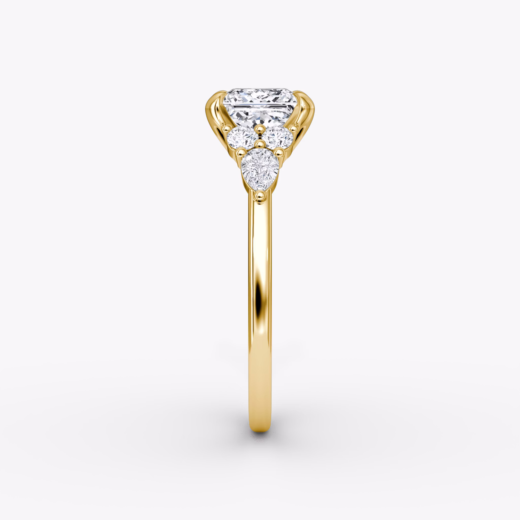 The Pear Cluster Heirloom | Princess | 18k | Yellow Gold | bandAccent: Plain | diamondOrientation: vertical | caratWeight: other