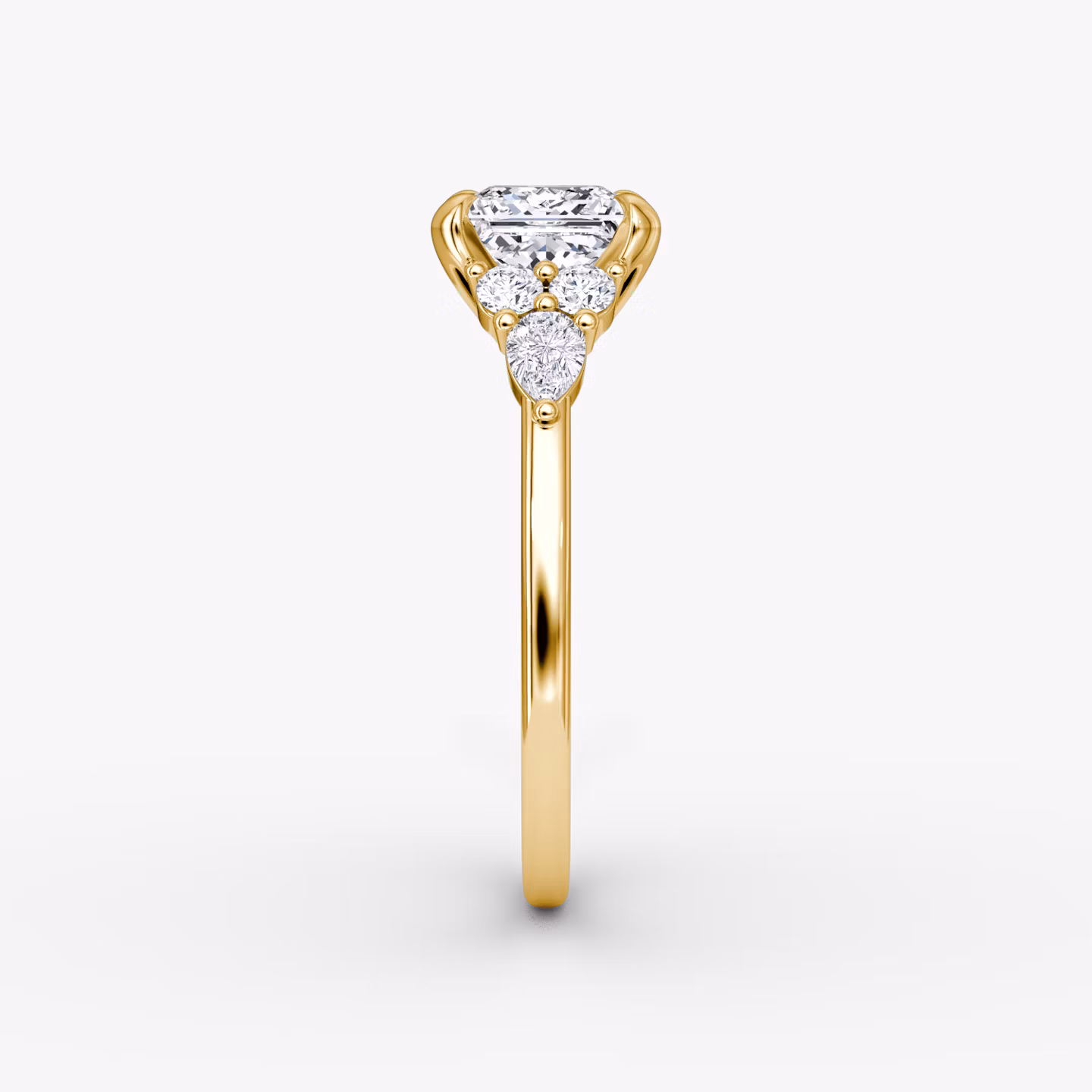 The Pear Cluster Heirloom | Princess | 18k | Yellow Gold | bandAccent: Plain | diamondOrientation: vertical | caratWeight: other