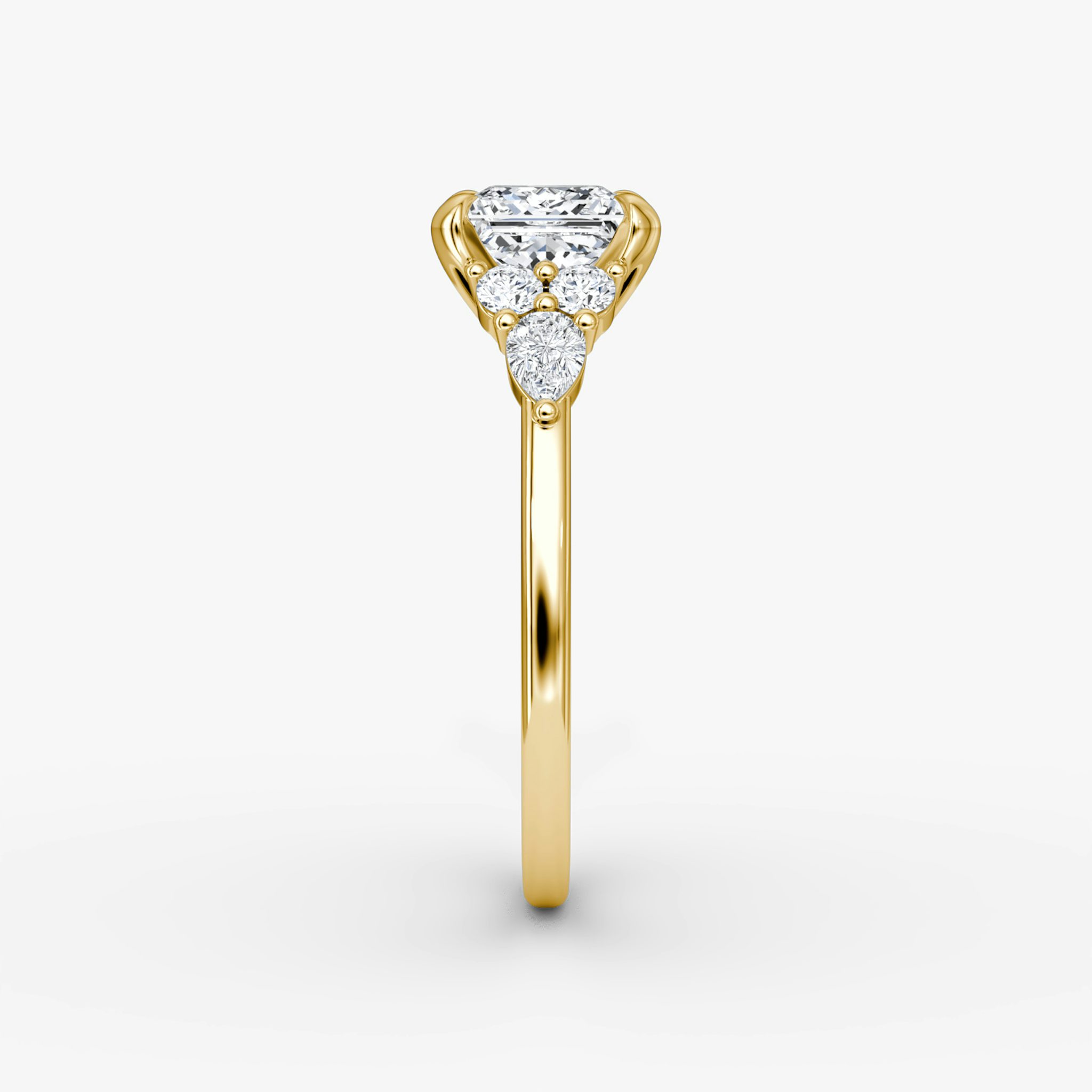 The Pear Cluster Heirloom | Princess | 18k | Yellow Gold | bandAccent: Plain | diamondOrientation: vertical | caratWeight: other