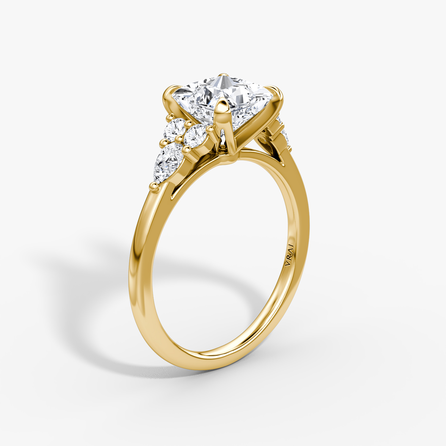 The Pear Cluster Heirloom | Princess | 18k | Yellow Gold | bandAccent: Plain | diamondOrientation: vertical | caratWeight: other