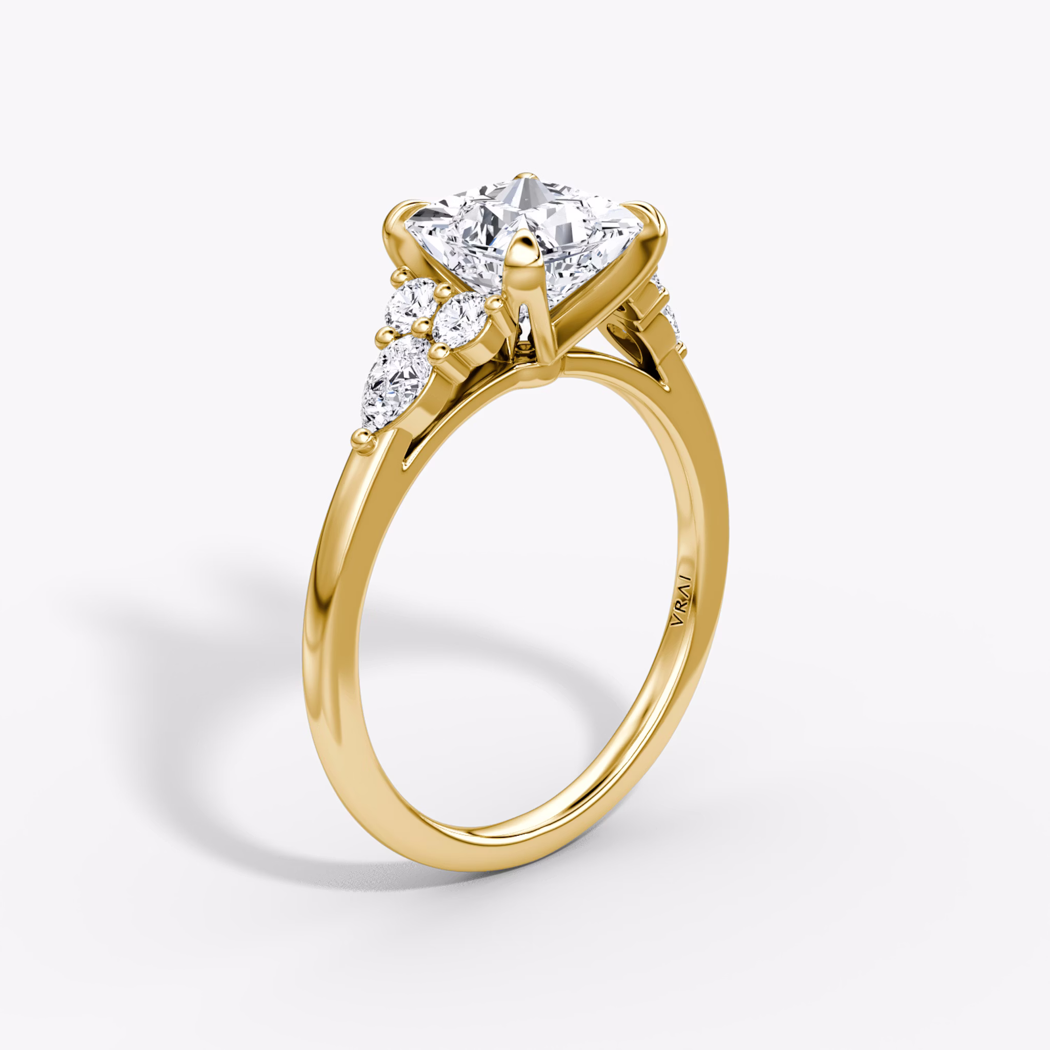 The Pear Cluster Heirloom | Princess | 18k | Yellow Gold | bandAccent: Plain | diamondOrientation: vertical | caratWeight: other