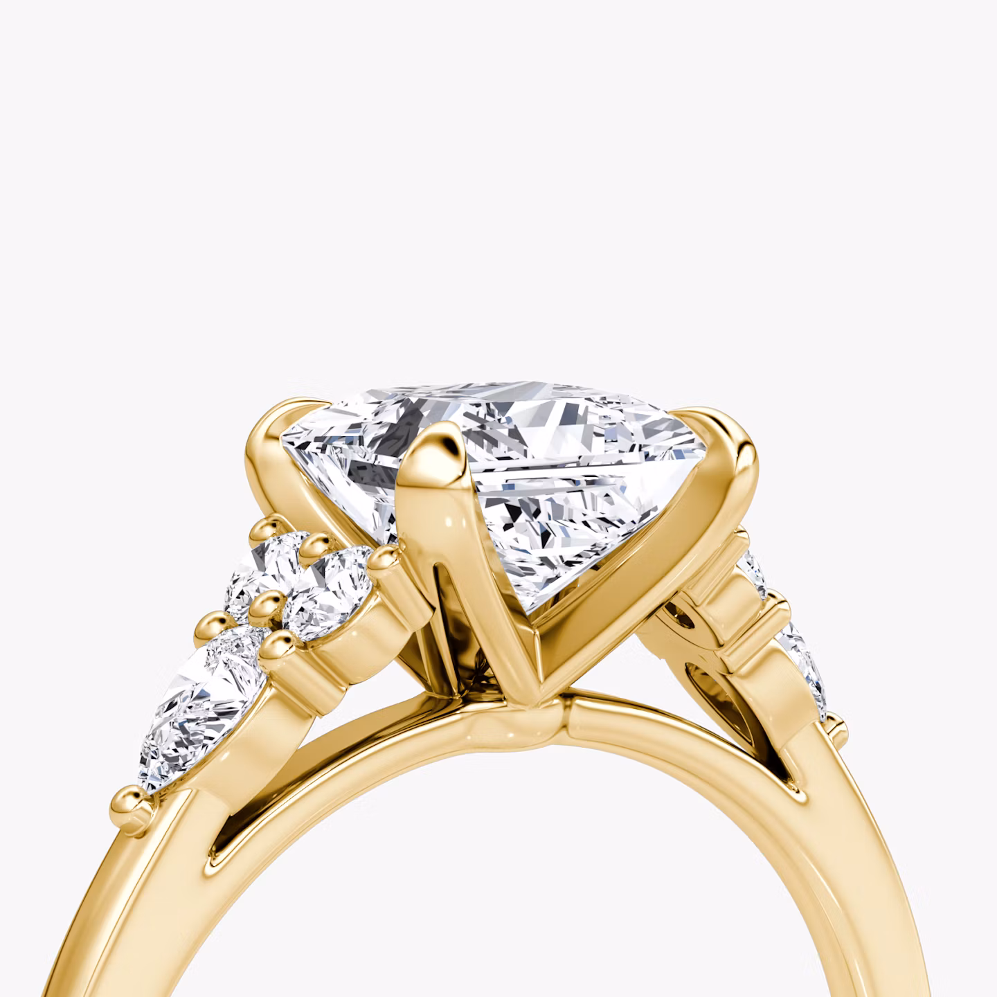 The Pear Cluster Heirloom | Princess | 18k | Yellow Gold | bandAccent: Plain | diamondOrientation: vertical | caratWeight: other