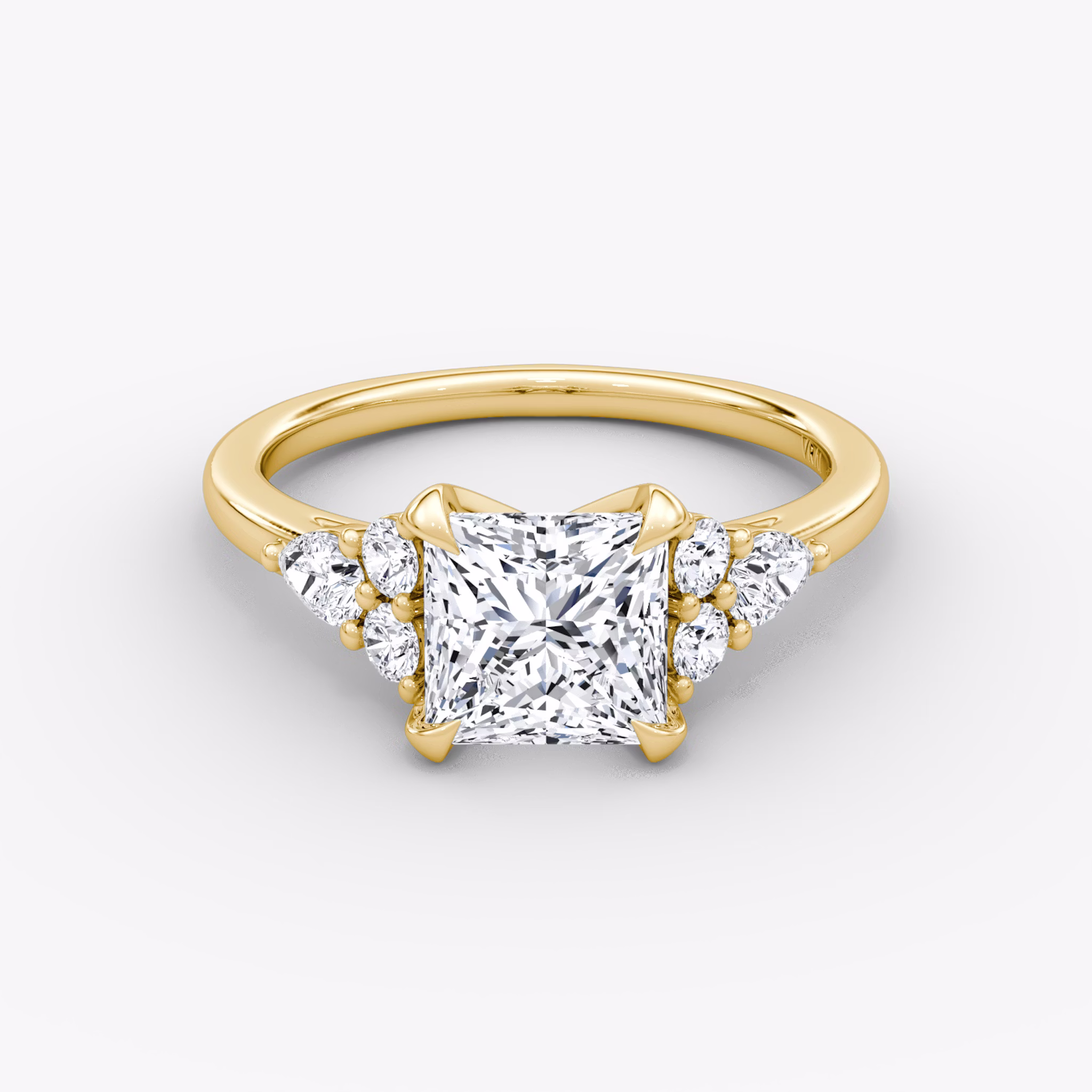 The Pear Cluster Heirloom | Princess | 18k | Yellow Gold | bandAccent: Plain | diamondOrientation: vertical | caratWeight: other