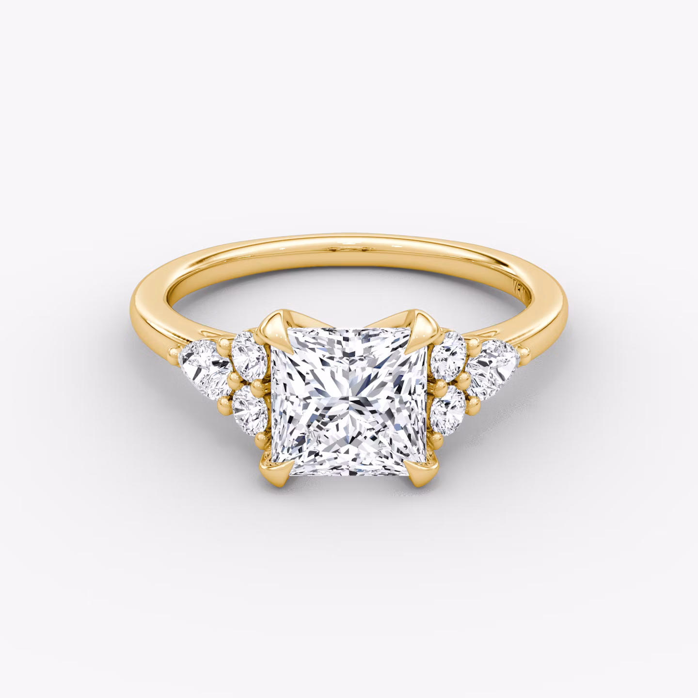 The Pear Cluster Heirloom | Princess | 18k | Yellow Gold | bandAccent: Plain | diamondOrientation: vertical | caratWeight: other
