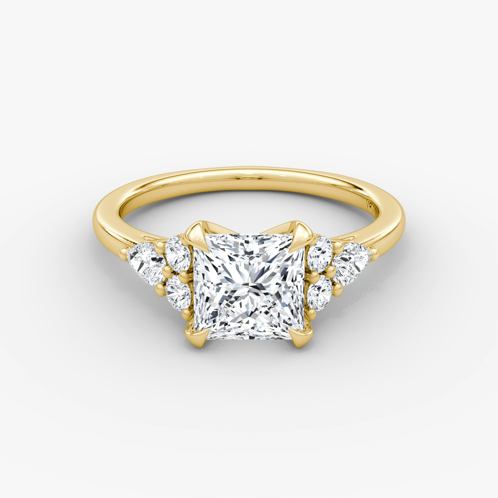 The Pear Cluster Heirloom | Princess | 18k | Yellow Gold | bandAccent: Plain | diamondOrientation: vertical | caratWeight: other