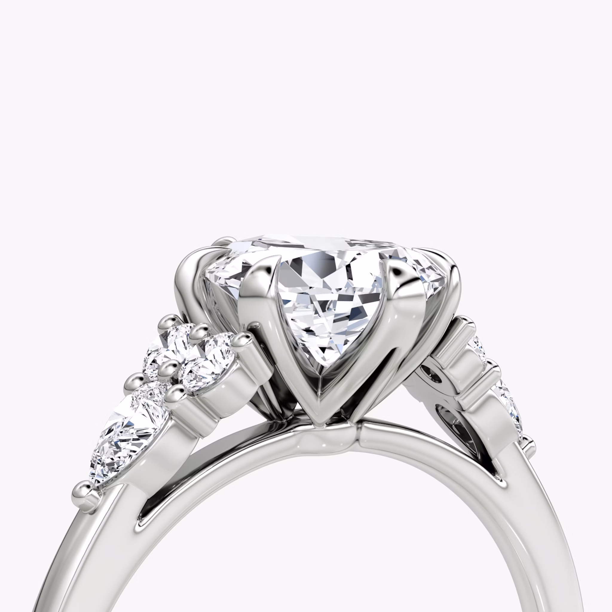 The Pear Cluster Heirloom | Pear | 18k | White Gold | bandAccent: Plain | diamondOrientation: vertical | caratWeight: other