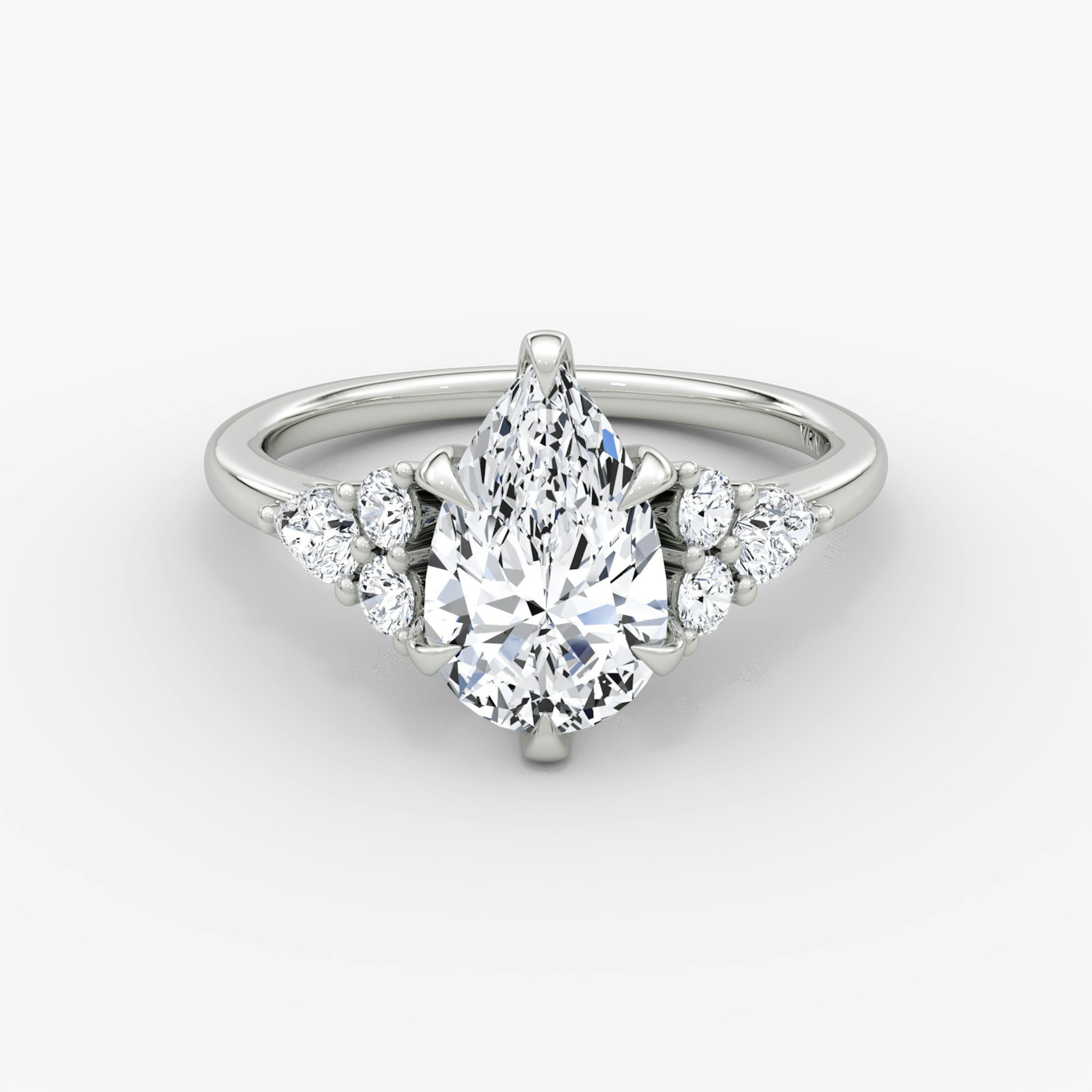 The Pear Cluster Heirloom | Pear | 18k | White Gold | bandAccent: Plain | diamondOrientation: vertical | caratWeight: other