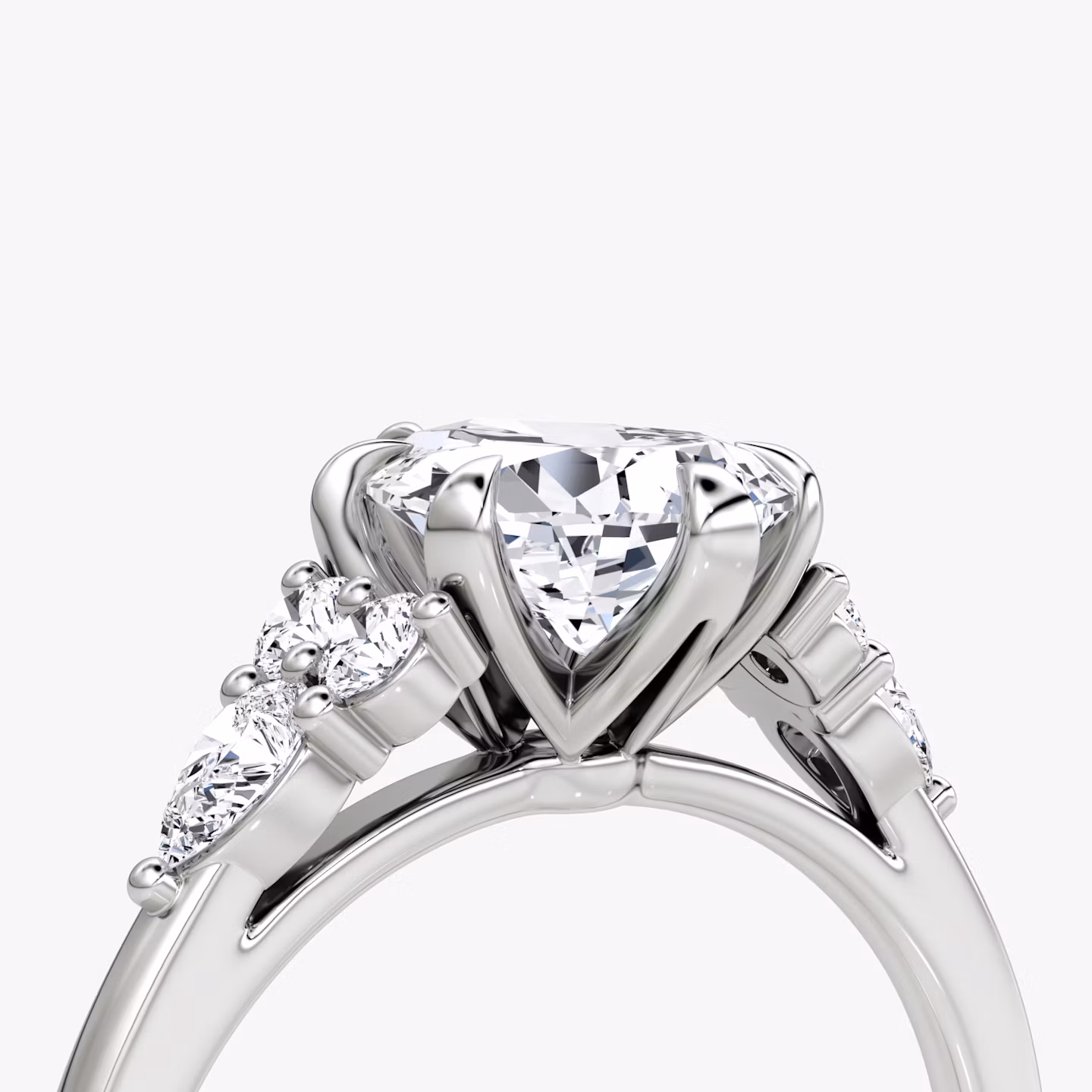 The Pear Cluster Heirloom | Pear | Platinum | bandAccent: Plain | diamondOrientation: vertical | caratWeight: other