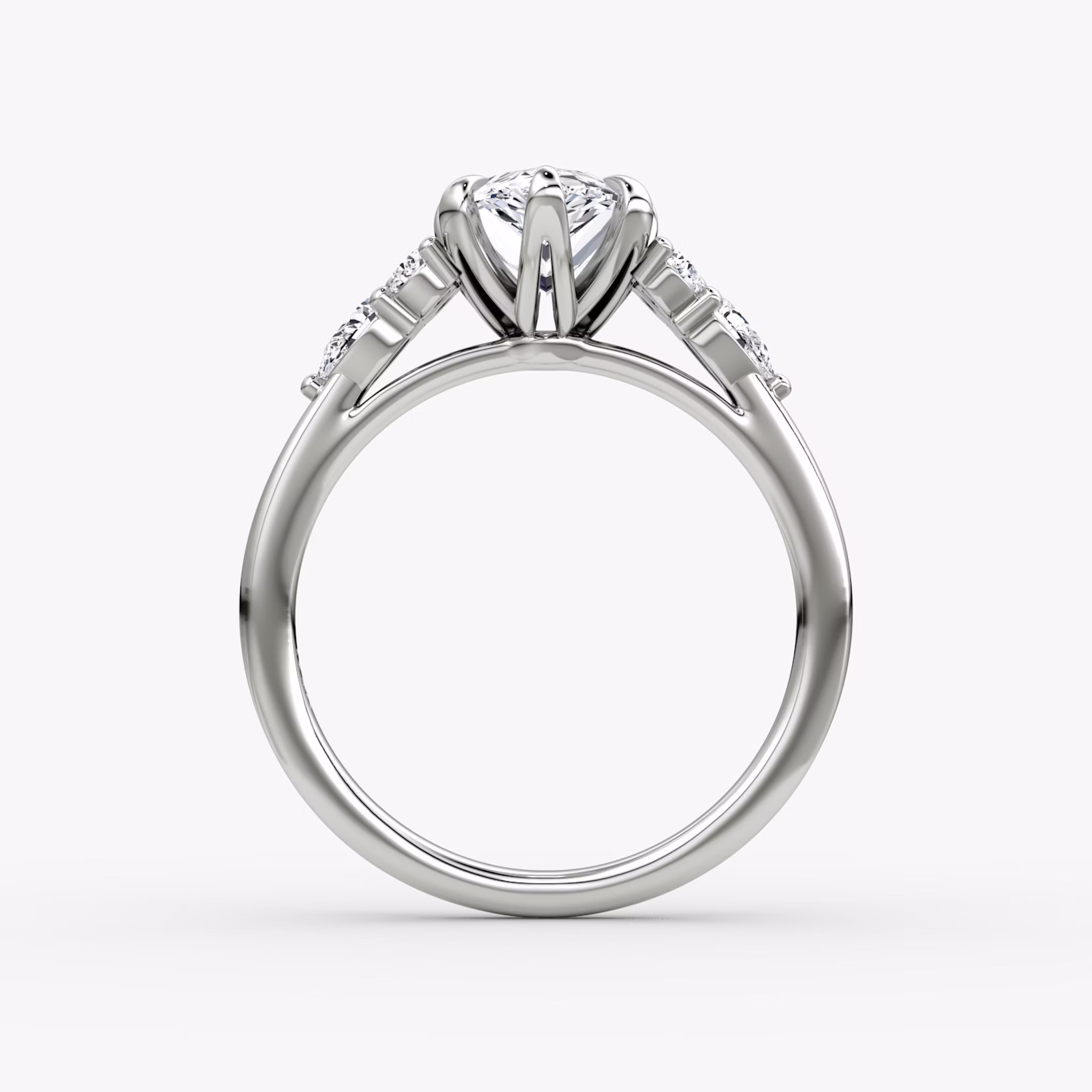The Pear Cluster Heirloom | Pear | Platinum | bandAccent: Plain | diamondOrientation: vertical | caratWeight: other