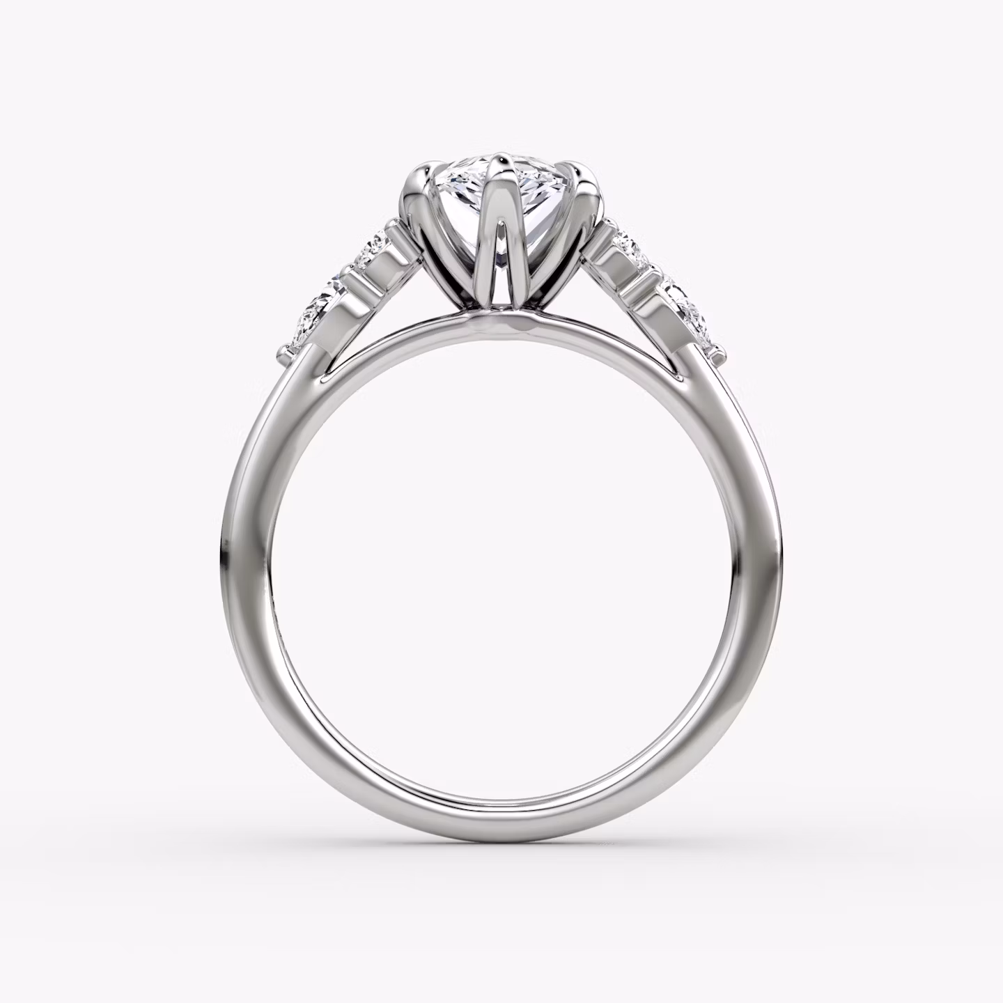 The Pear Cluster Heirloom | Pear | Platinum | bandAccent: Plain | diamondOrientation: vertical | caratWeight: other