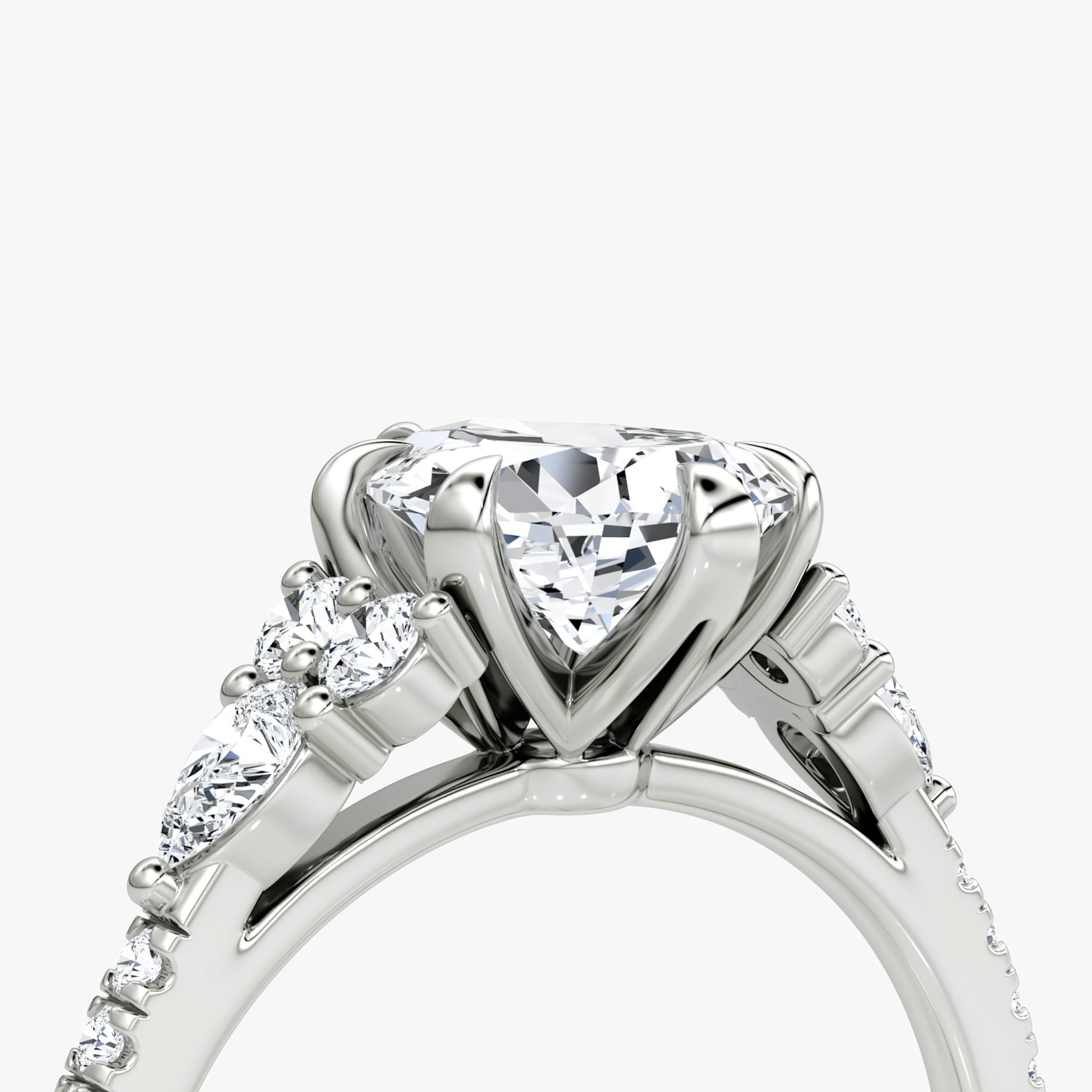 The Pear Cluster Heirloom | Pear | Platinum | bandAccent: Pavé | diamondOrientation: vertical | caratWeight: other