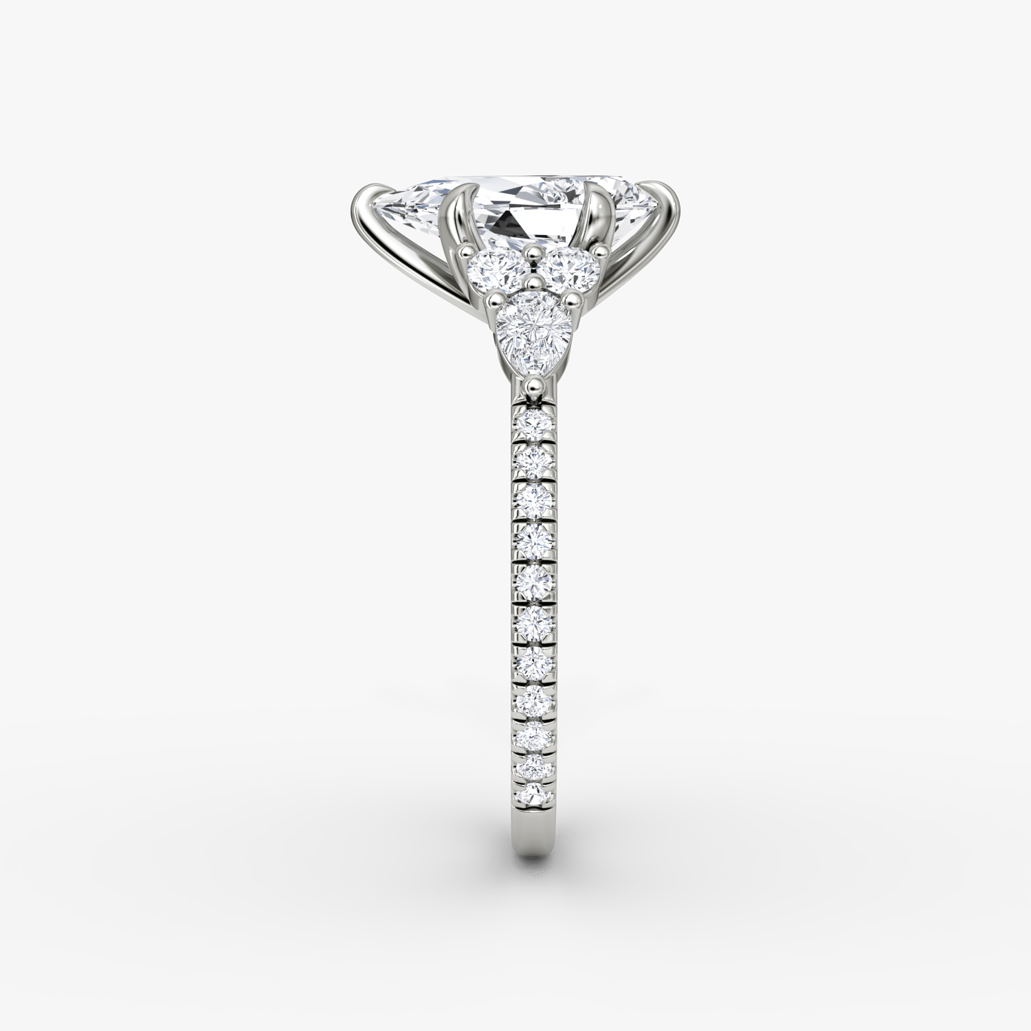The Pear Cluster Heirloom | Pear | Platinum | bandAccent: Pavé | diamondOrientation: vertical | caratWeight: other