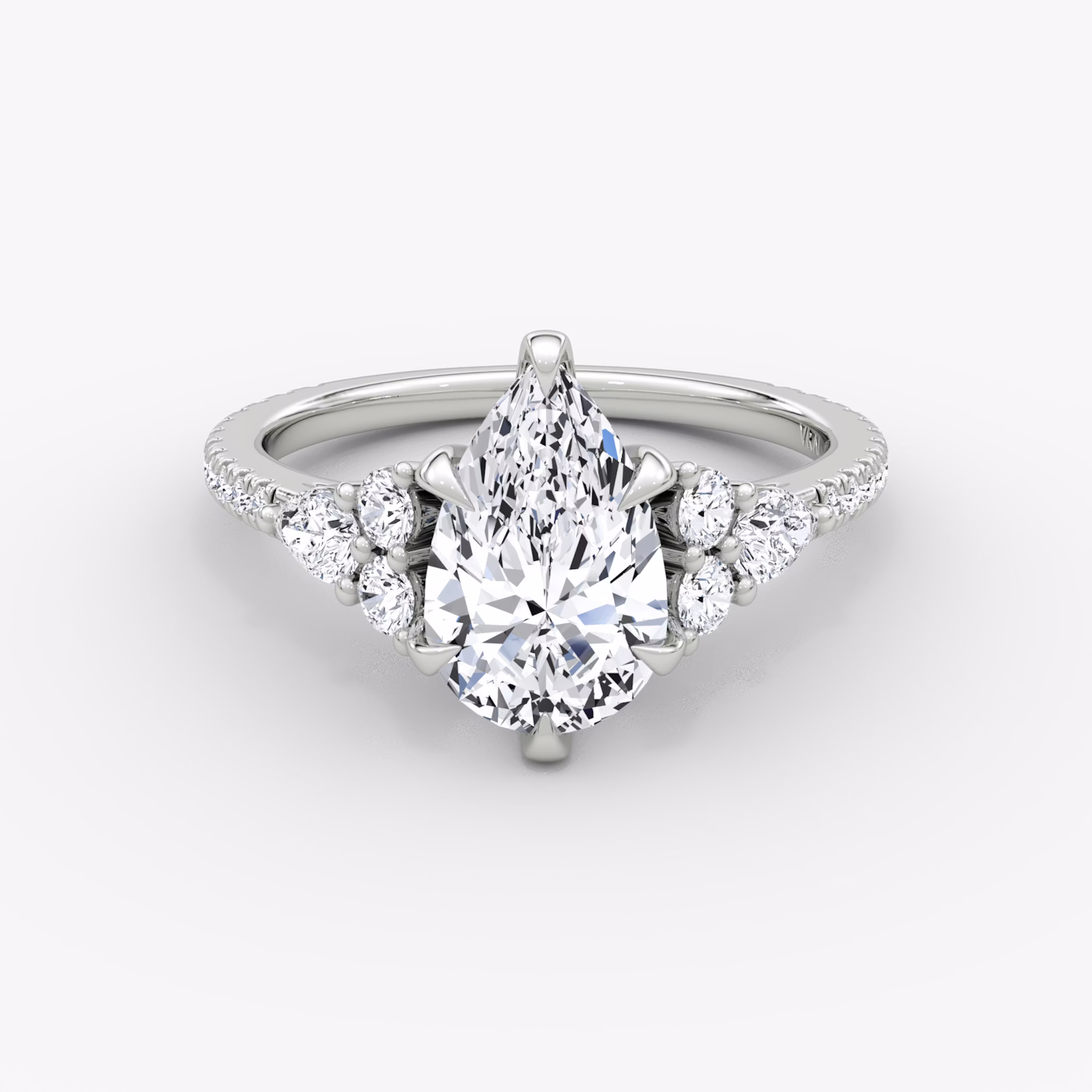 The Pear Cluster Heirloom | Pear | Platinum | bandAccent: Pavé | diamondOrientation: vertical | caratWeight: other