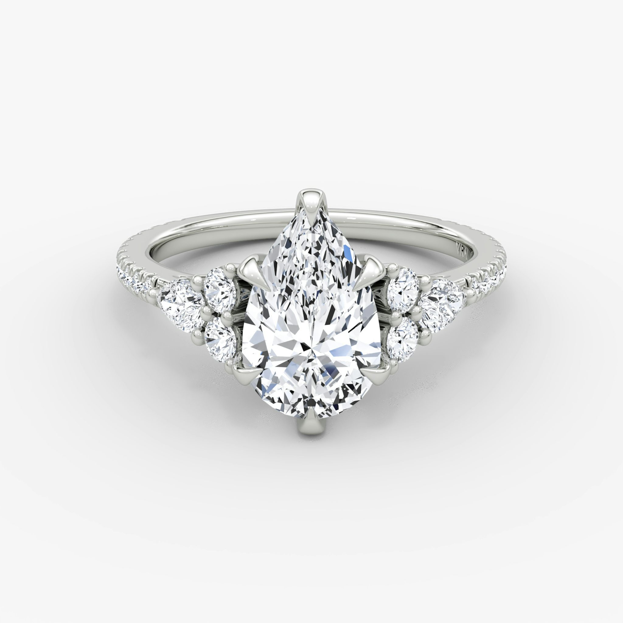 The Pear Cluster Heirloom | Pear | Platinum | bandAccent: Pavé | diamondOrientation: vertical | caratWeight: other