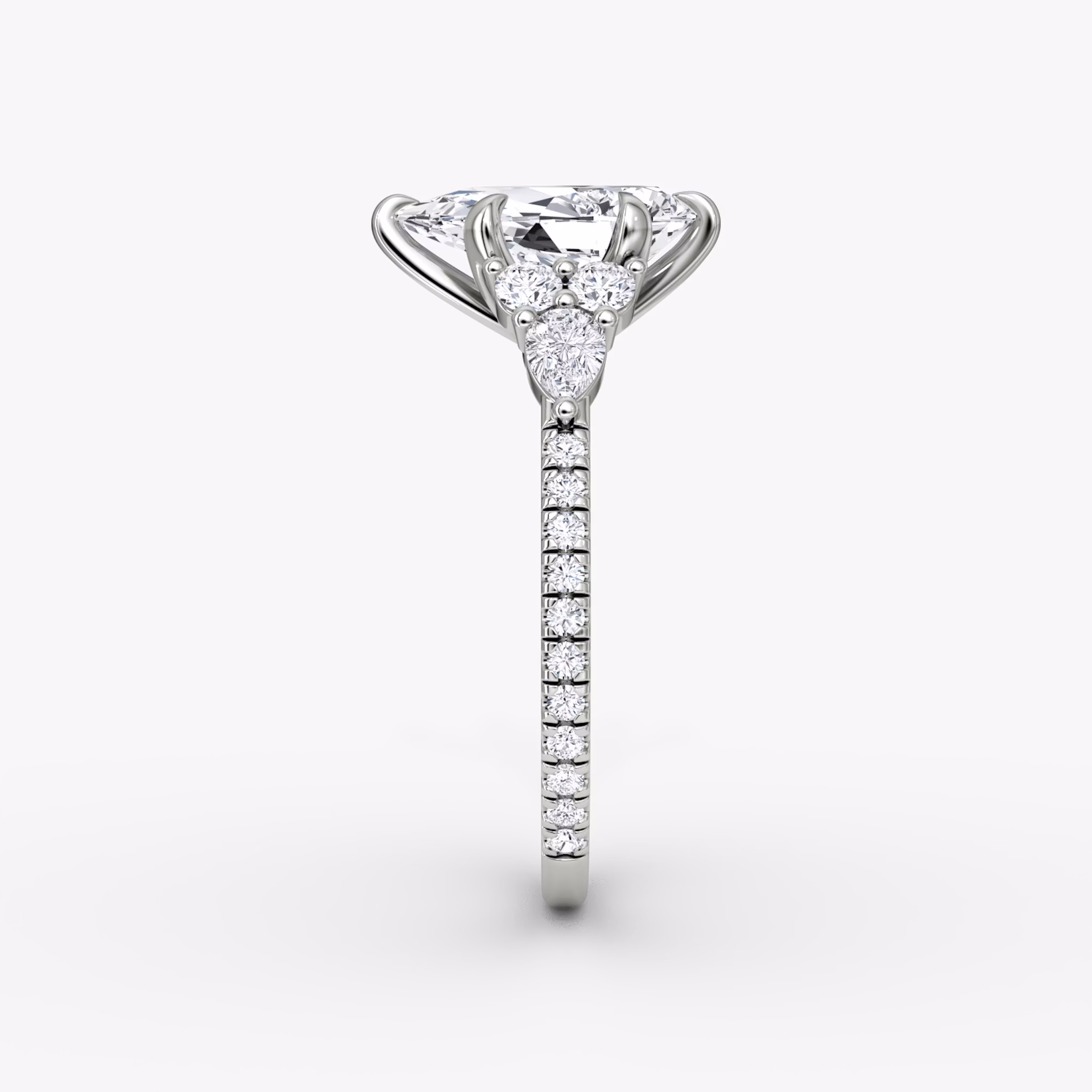 The Pear Cluster Heirloom | Pear | 18k | White Gold | bandAccent: Pavé | diamondOrientation: vertical | caratWeight: other