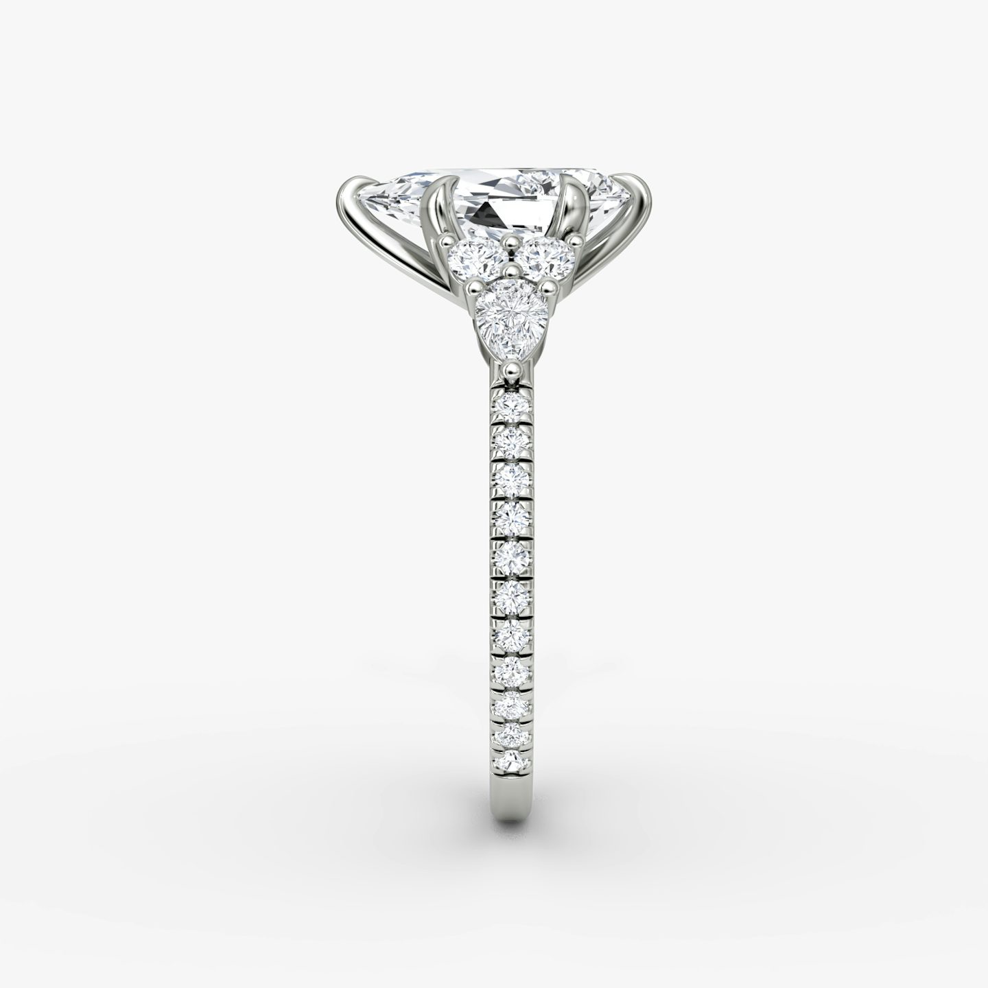 The Pear Cluster Heirloom | Radiant | 18k | White Gold | bandAccent: Pavé | diamondOrientation: vertical | caratWeight: other