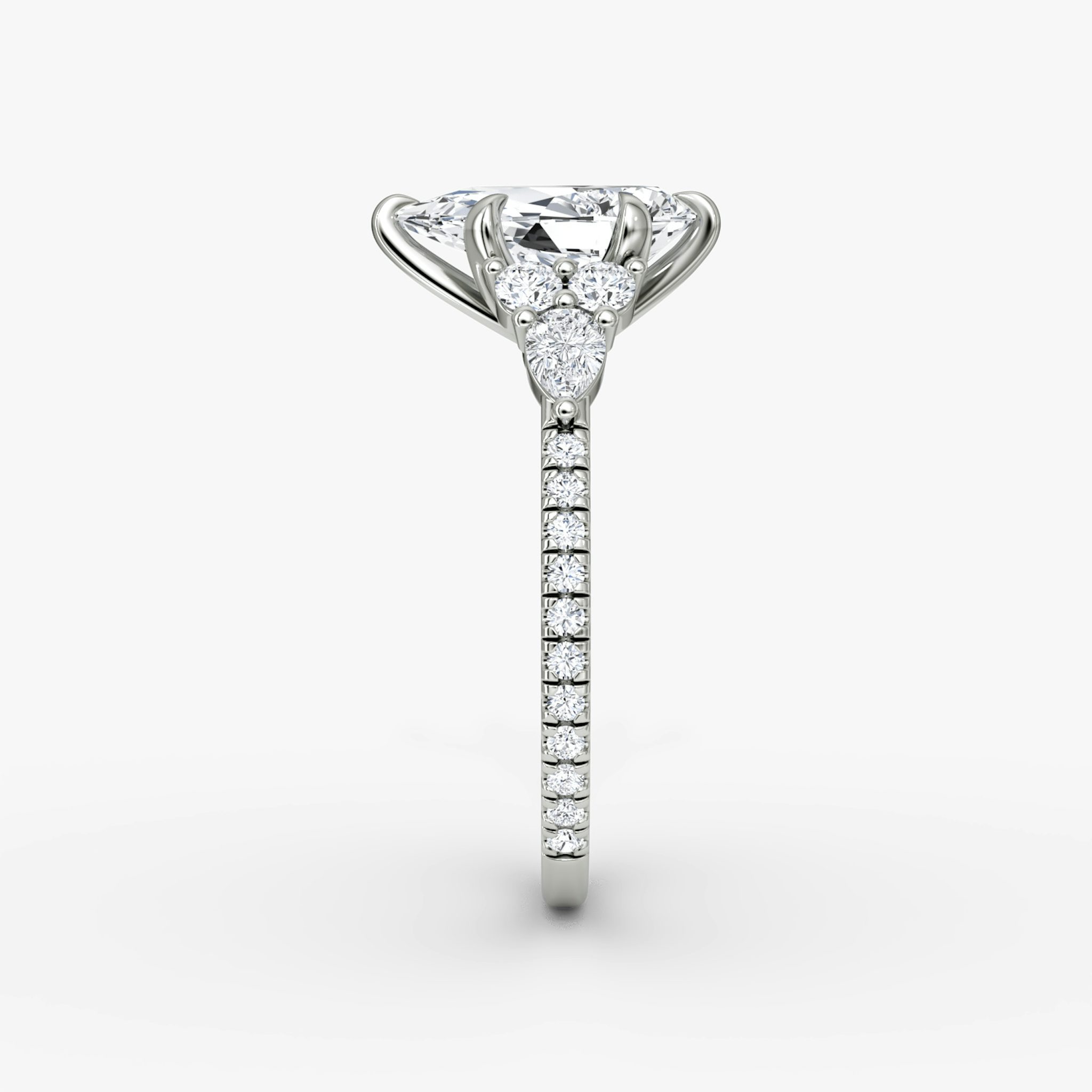 The Pear Cluster Heirloom | Pear | 18k | White Gold | bandAccent: Pavé | diamondOrientation: vertical | caratWeight: other