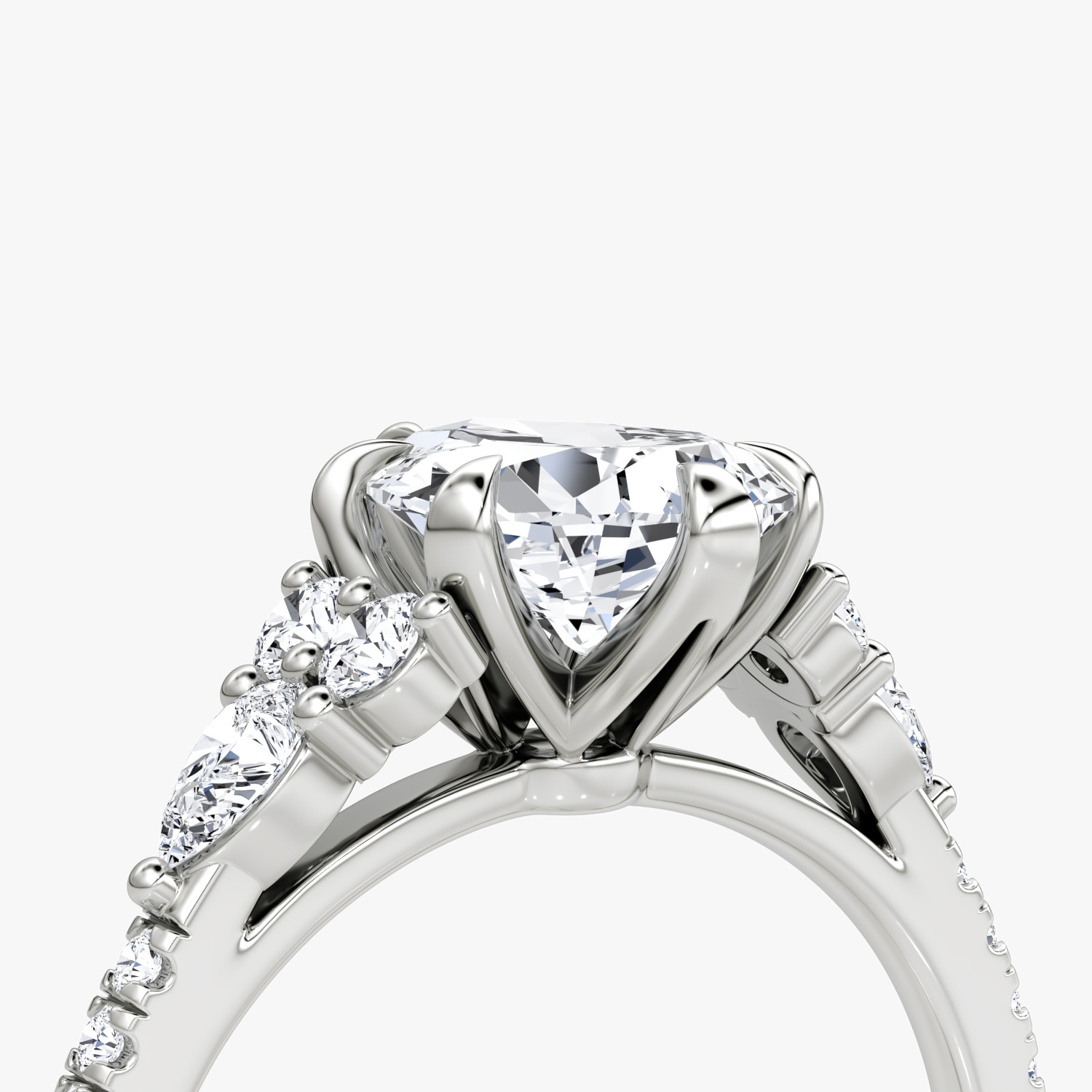 The Pear Cluster Heirloom | Pear | 18k | White Gold | bandAccent: Pavé | diamondOrientation: vertical | caratWeight: other