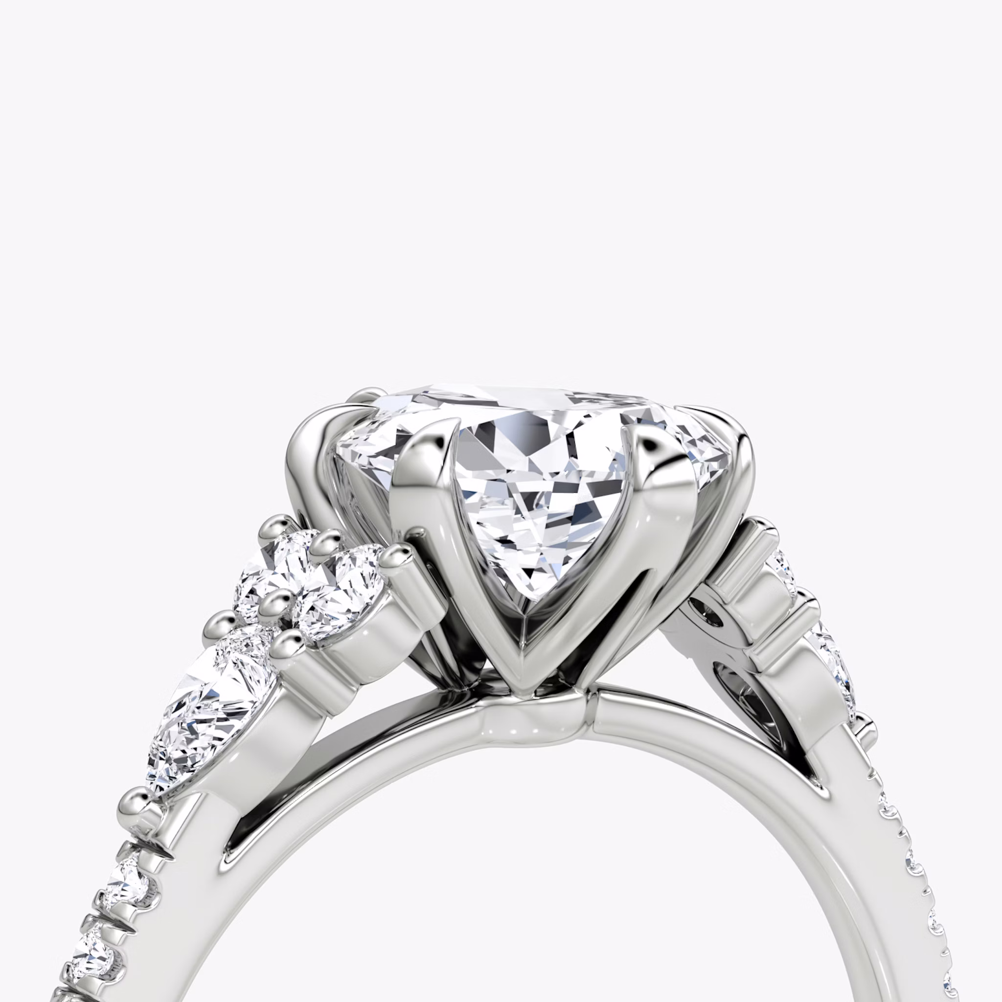 The Pear Cluster Heirloom | Pear | 18k | White Gold | bandAccent: Pavé | diamondOrientation: vertical | caratWeight: other