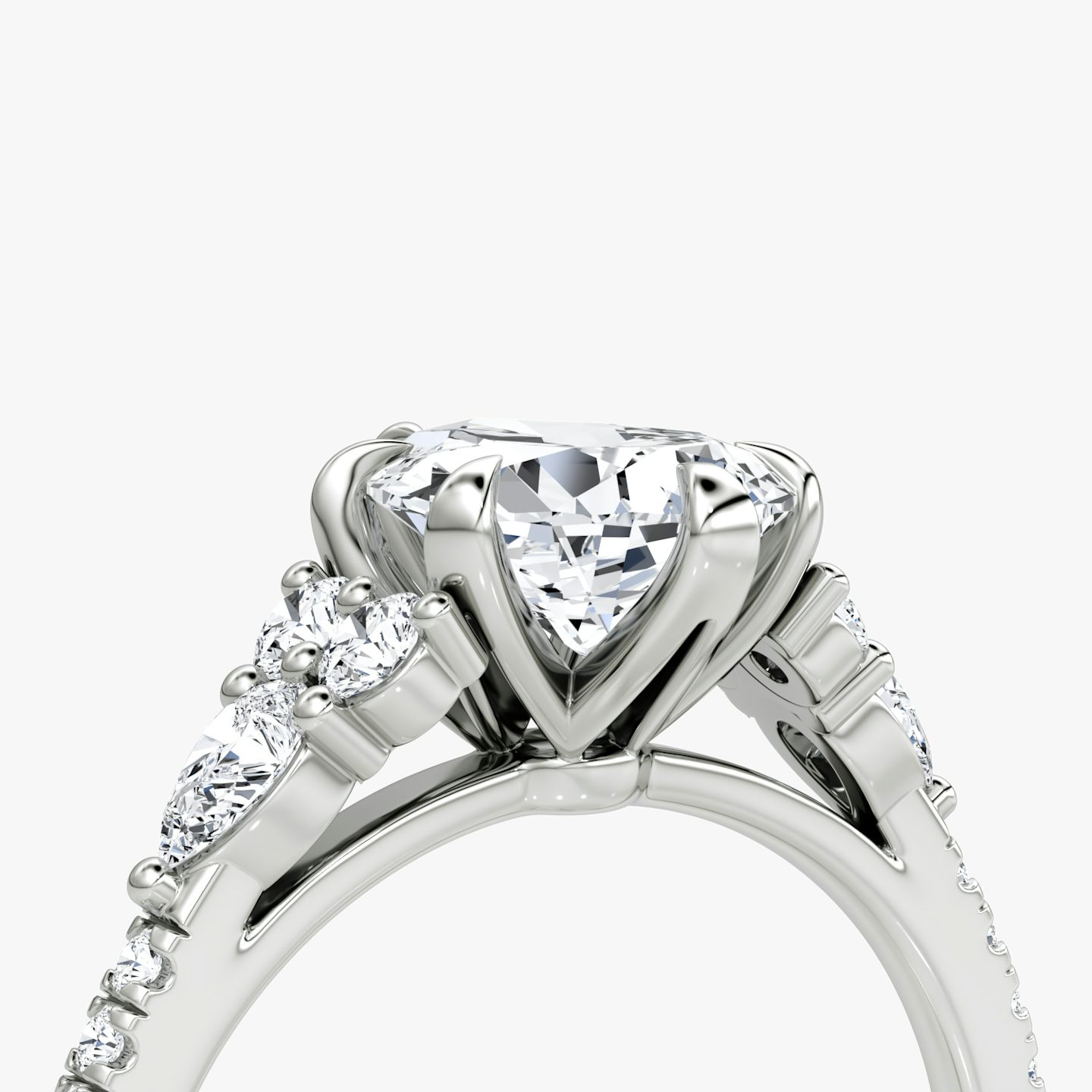 The Pear Cluster Heirloom | Radiant | 18k | White Gold | bandAccent: Pavé | diamondOrientation: vertical | caratWeight: other