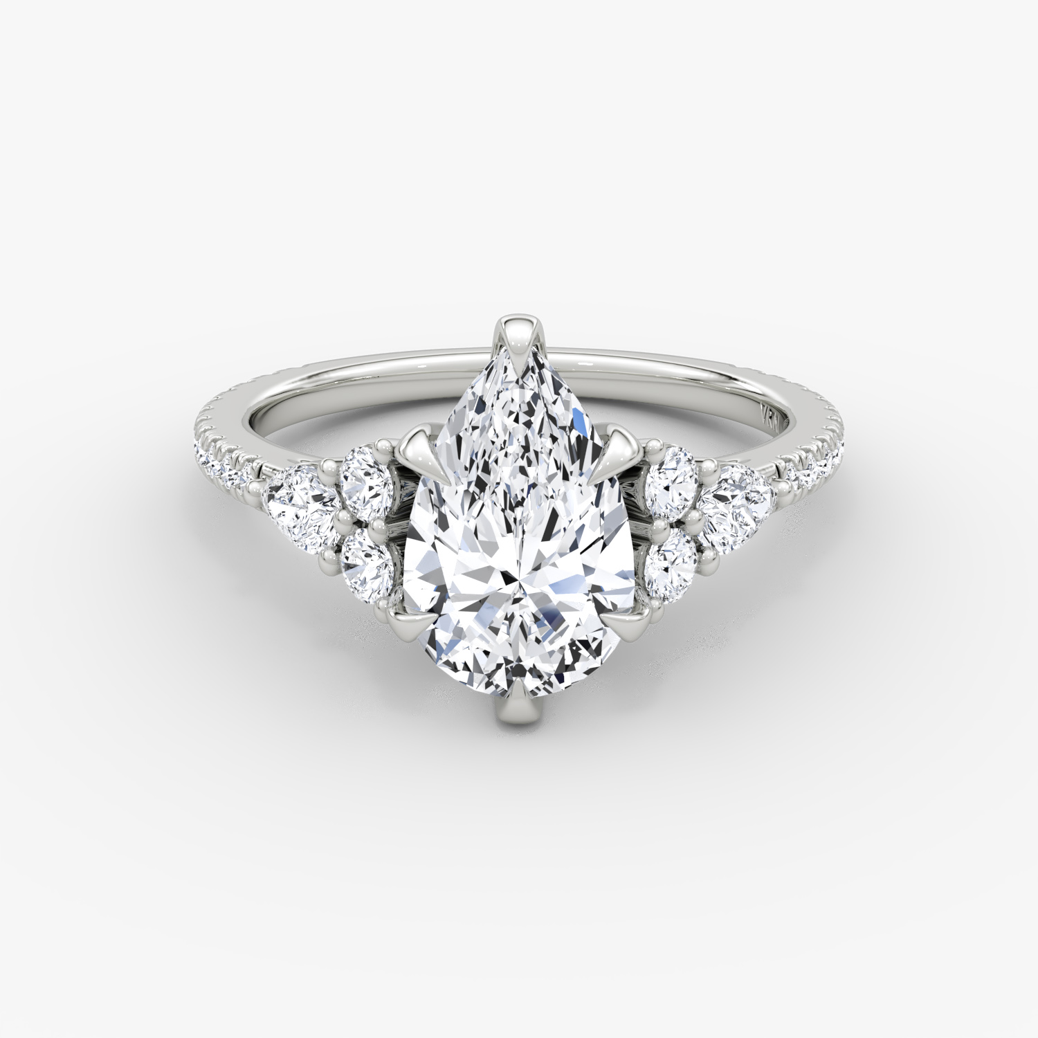 The Pear Cluster Heirloom | Pear | 18k | White Gold | bandAccent: Pavé | diamondOrientation: vertical | caratWeight: other
