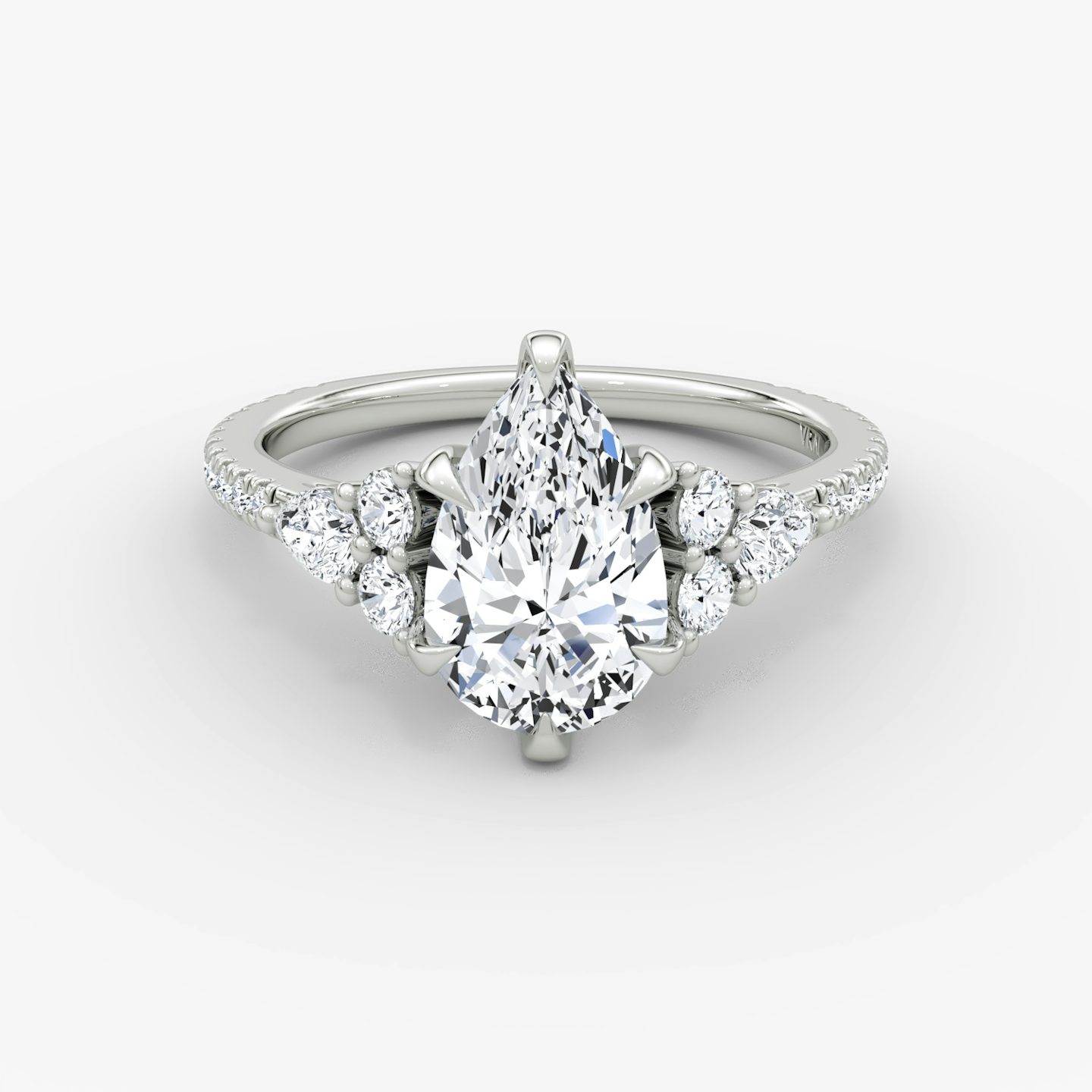 The Pear Cluster Heirloom | Radiant | 18k | White Gold | bandAccent: Pavé | diamondOrientation: vertical | caratWeight: other