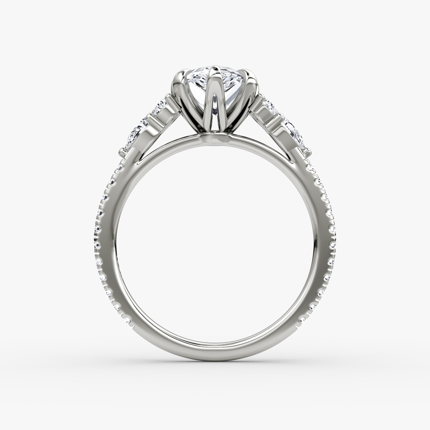 The Pear Cluster Heirloom | Pear | 18k | White Gold | bandAccent: Pavé | diamondOrientation: vertical | caratWeight: other