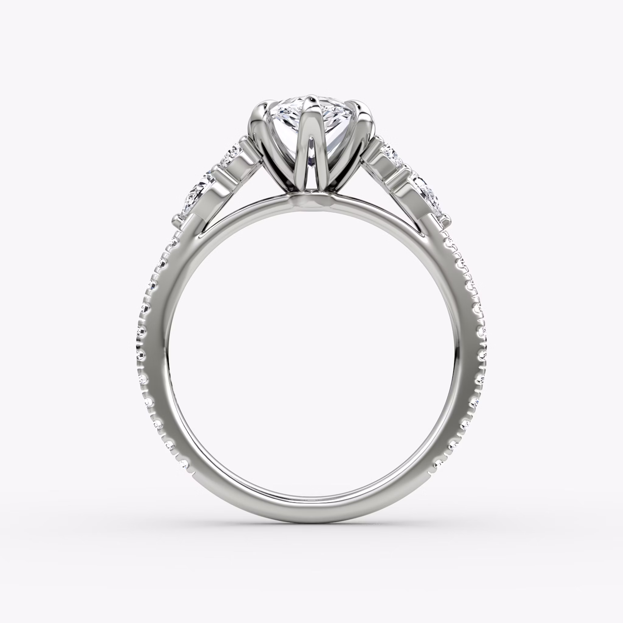 The Pear Cluster Heirloom | Pear | 18k | White Gold | bandAccent: Pavé | diamondOrientation: vertical | caratWeight: other