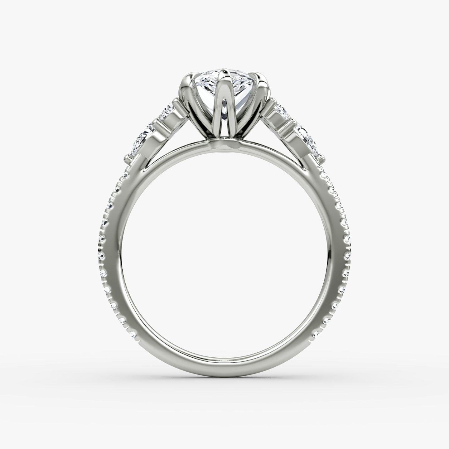 The Pear Cluster Heirloom | Radiant | 18k | White Gold | bandAccent: Pavé | diamondOrientation: vertical | caratWeight: other