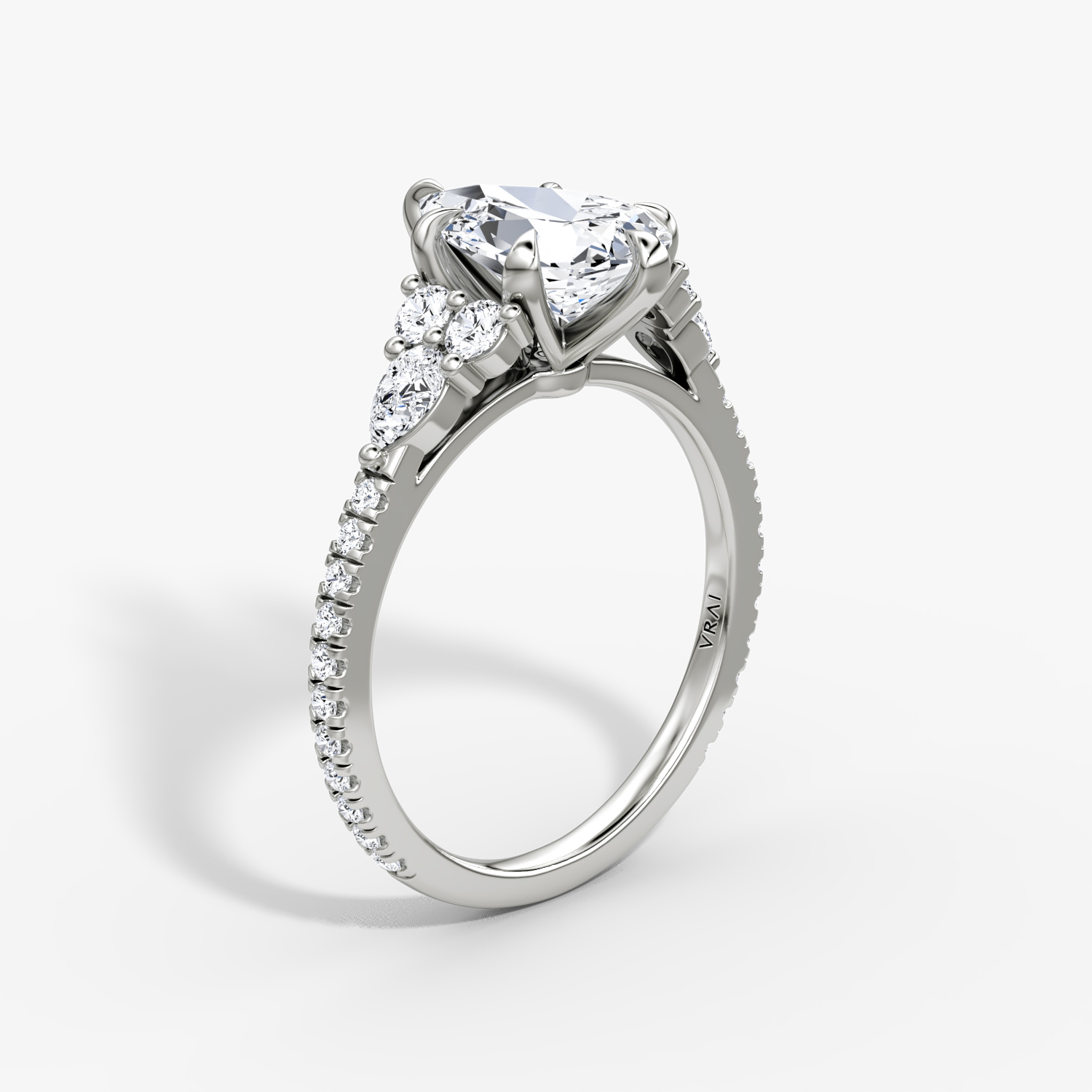 The Pear Cluster Heirloom | Pear | 18k | White Gold | bandAccent: Pavé | diamondOrientation: vertical | caratWeight: other