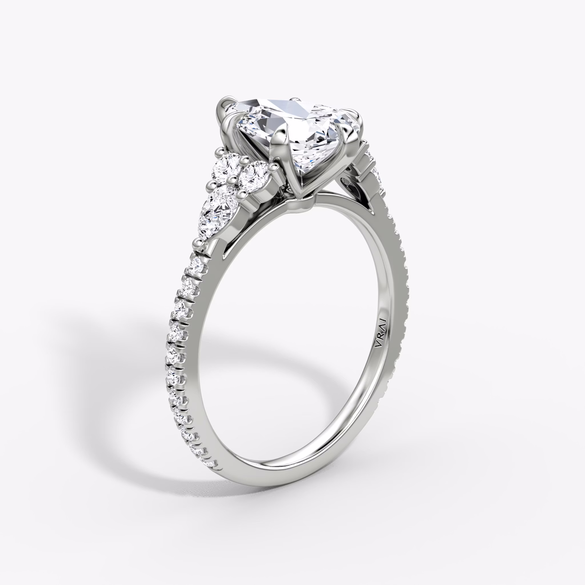 The Pear Cluster Heirloom | Pear | 18k | White Gold | bandAccent: Pavé | diamondOrientation: vertical | caratWeight: other